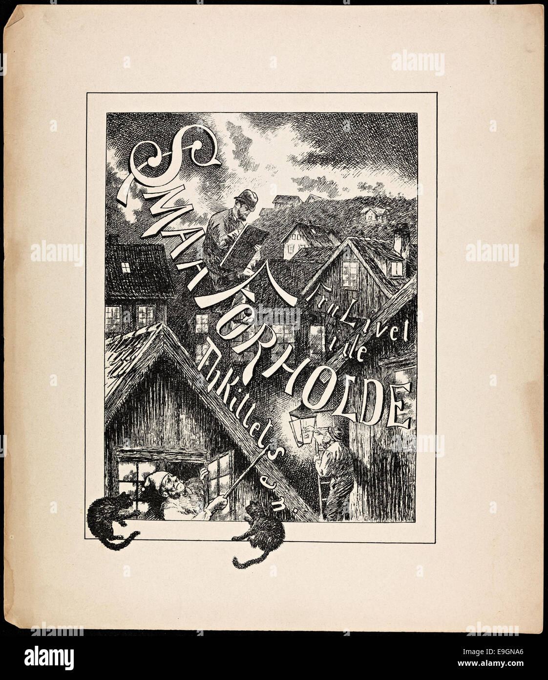 Questa immagine è una caricatura di Theodor Kittelsen, parte della sua collezione "fra Livet i de smaa Forholde". Riflette la vita sociale norvegese con disegni umoristici, offrendo una visione dell'esplorazione artistica di Kittelsen delle situazioni quotidiane. Foto Stock