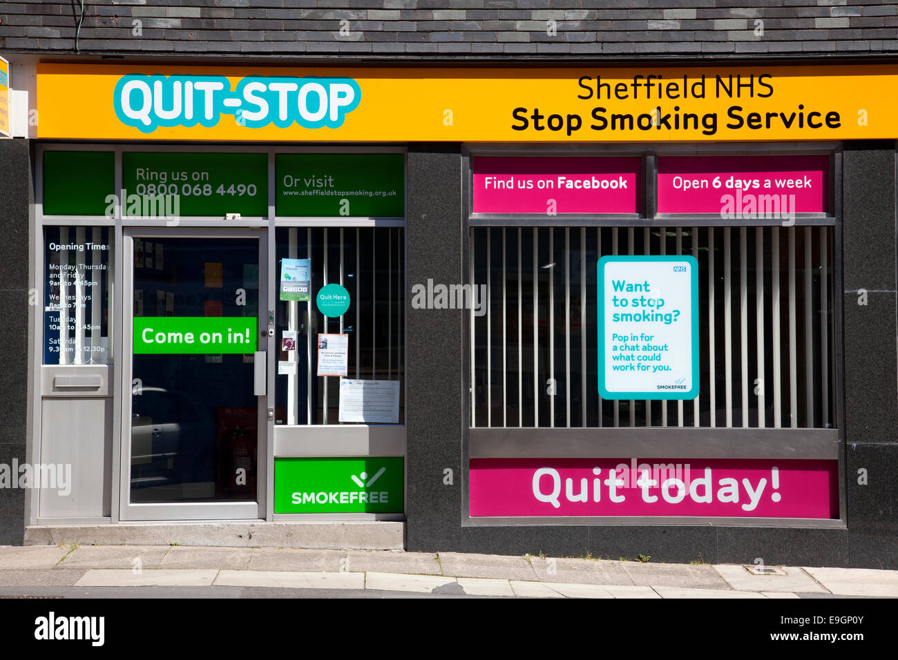 Quit-Stop, la NHS di Sheffield smettere di fumare Servizio in Sheffield , South Yorkshire, Inghilterra, Regno Unito Foto Stock