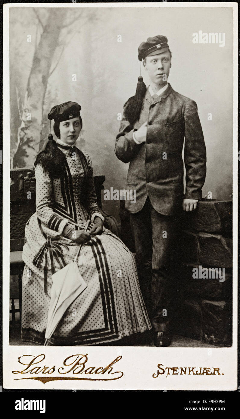 Portrett søsknene av Louise grammo Qvam og Olaf Hafslo Qvam, juli 1885 Foto Stock