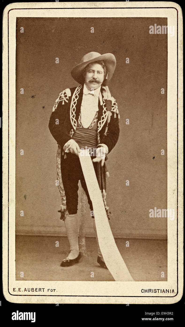 Questa carta di visite vede Thorvald Lammers nel ruolo di Leporello nell'opera *Don Giovanni*, un ruolo in cui si esibì durante la sua carriera operistica. Il ritratto cattura Lammers in costume intero, riflettendo la tradizione teatrale del XIX secolo. Foto Stock