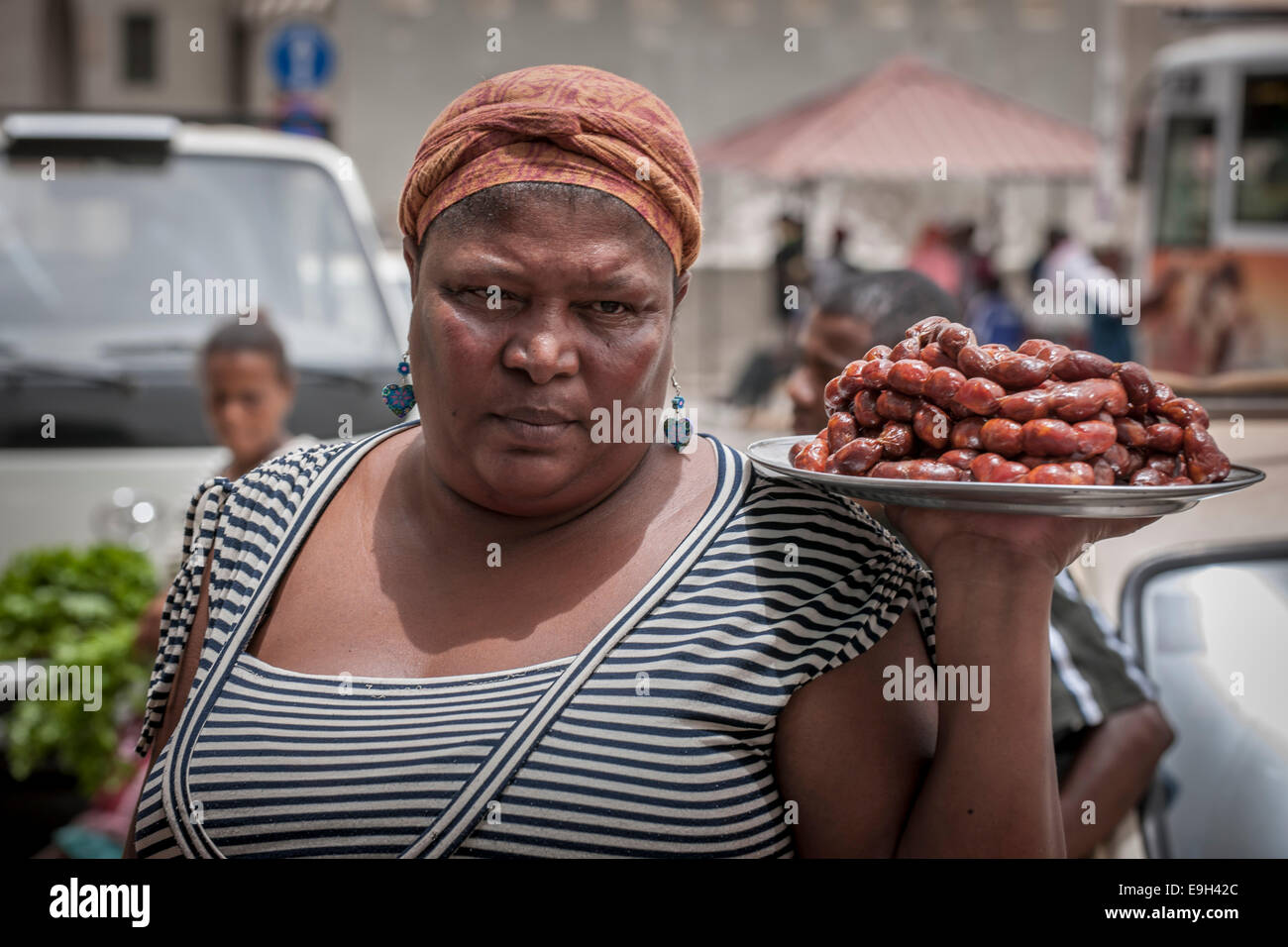 Fornitore di salsiccia, Mindelo, São Vicente - Capo Verde Foto Stock
