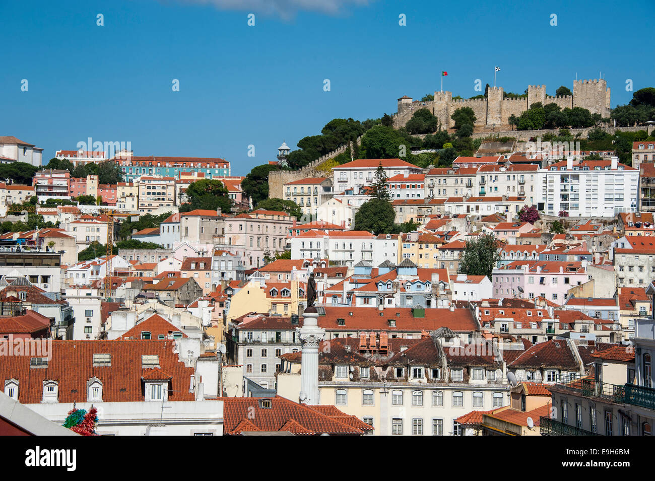 Vista panoramica su Lisbona, Lisbona, distretto di Lisbona, Portogallo Foto Stock