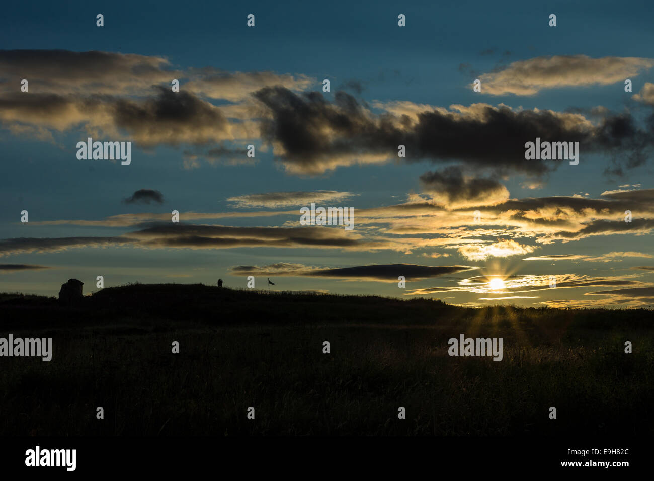 Torry batteria accanto al porto di Aberdeen al tramonto. Foto Stock