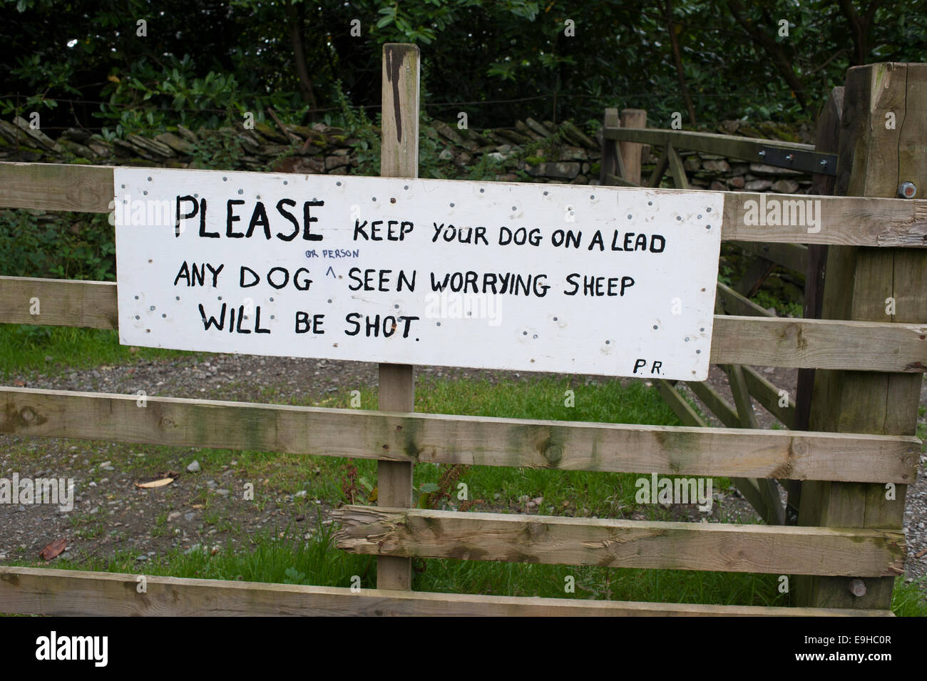 Dell'agricoltore segno, Lake District inglese, UK. Foto Stock