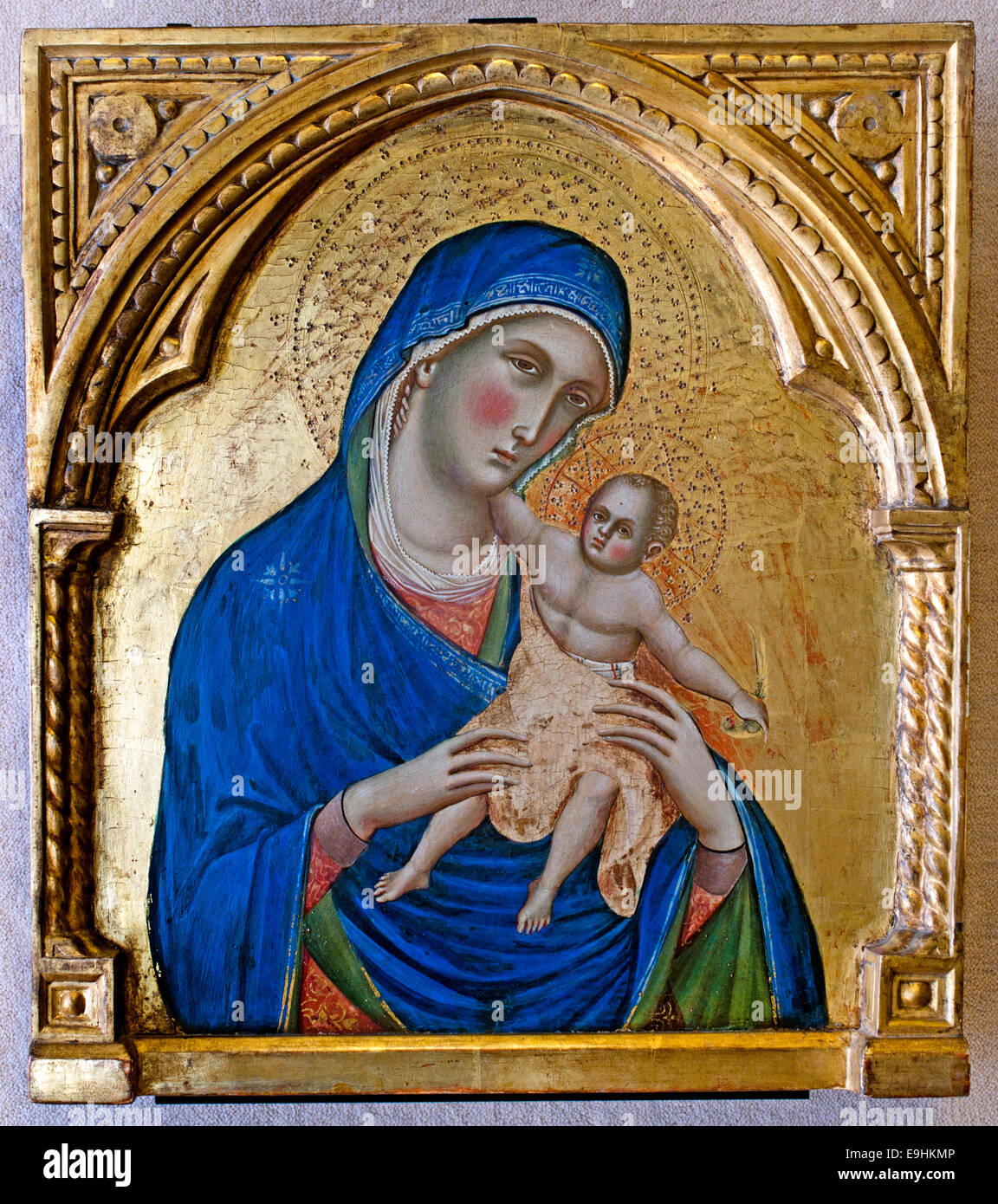 Vergine con Bambino di Paolo Veneziano nati prima del 1333, è morto dopo il 1358 era un pittore medievale da Venezia Italia Italiano Foto Stock