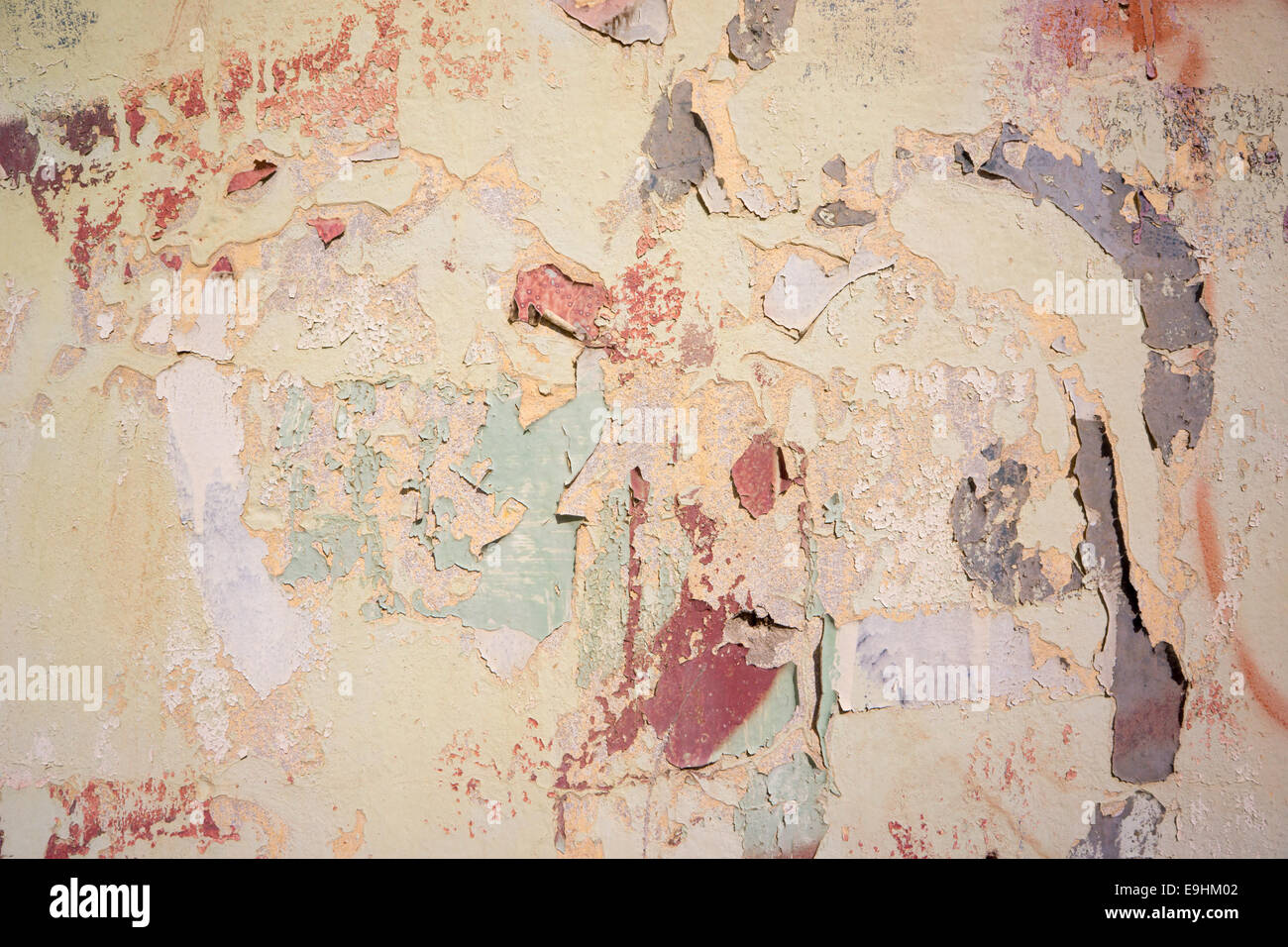 Graffiti su edifici militari abbandonati vicino al Mar morto, in Israele, che mostrano pittura peeling, arte murale e strutture desertiche abbandonate Foto Stock