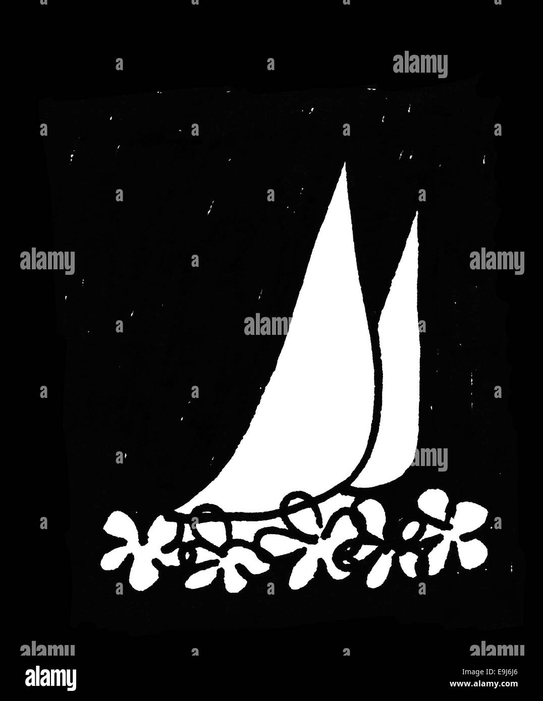 Vele e fiori, riassunto originale schizzo di inchiostro in bianco e nero. Foto Stock Vele e fiori, riassunto originale schizzo di inchiostro in bianco e nero. Foto Stock