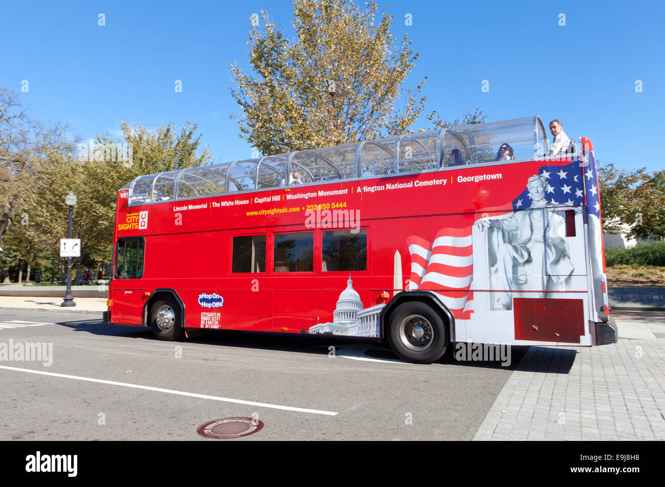 Open top bus tour - Washington DC, Stati Uniti d'America Foto Stock