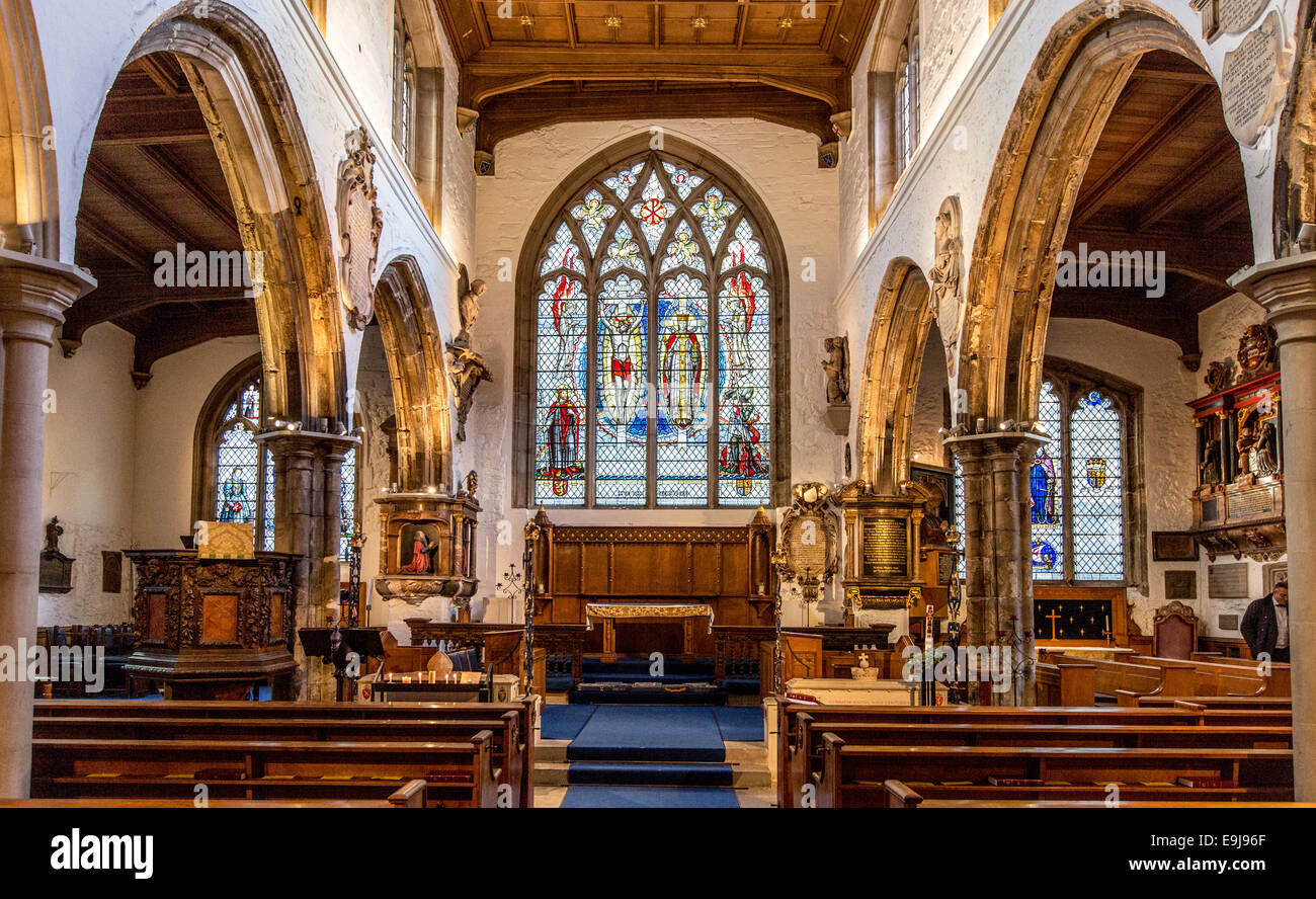 Interno di San Olave Chiesa City of London REGNO UNITO Foto Stock