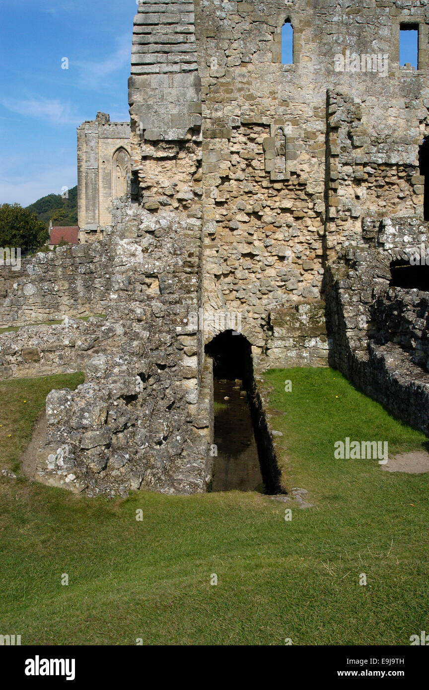 Rievaulx Abbey, di fognature per 30 buco latrina, North York Moors National Park, North Yorkshire, Inghilterra 030915 0330 Foto Stock