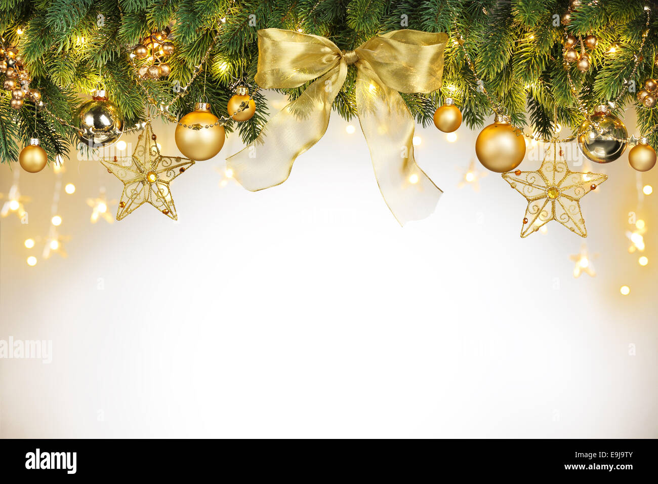 Albero di Natale decorazioni con spazio di copia Foto Stock