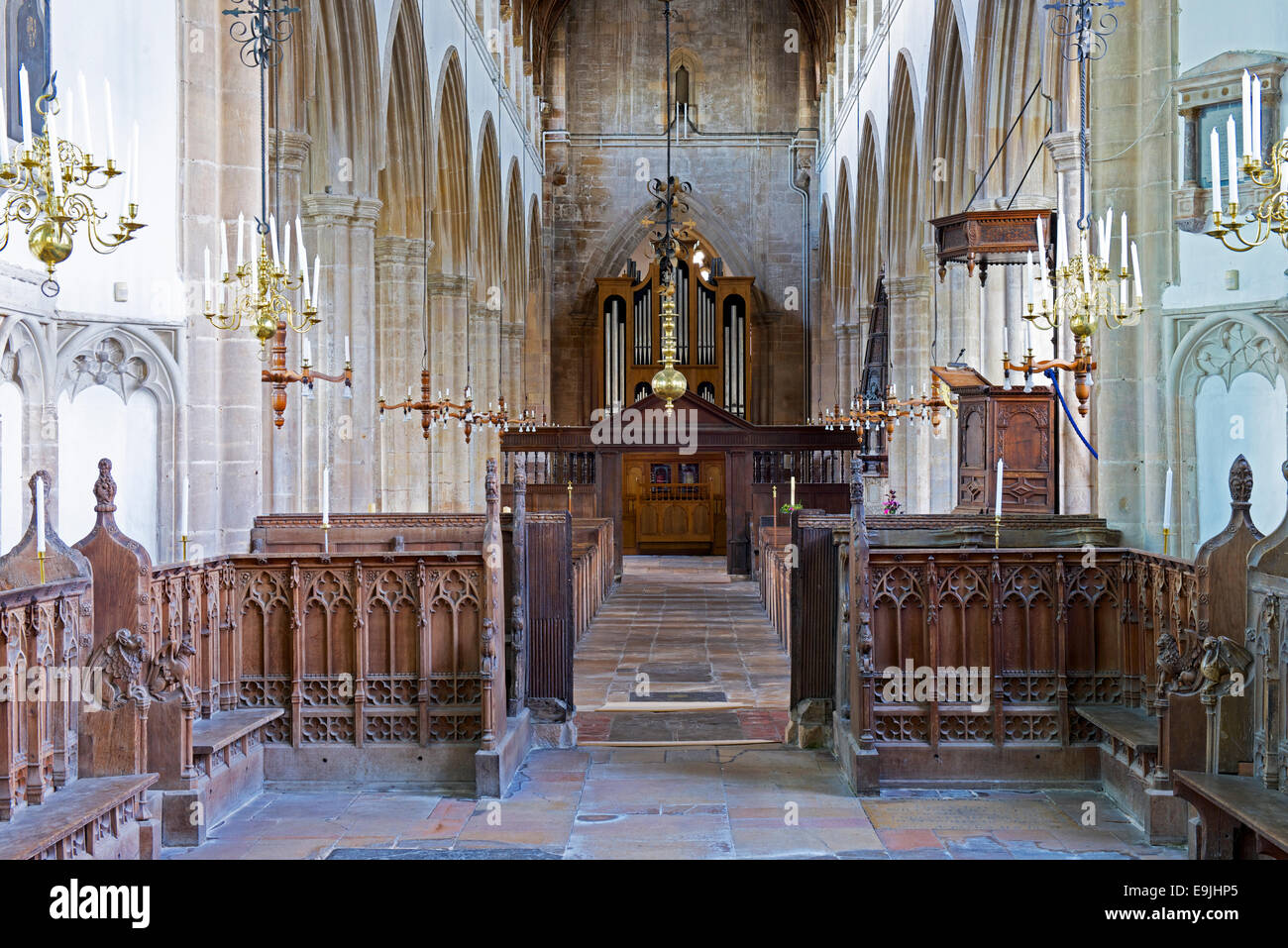 Interno della chiesa di San Pietro, Walpole St Peter, Norfolk, Inghilterra, Regno Unito Foto Stock