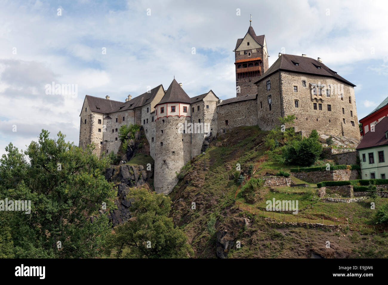 Il Castello di Loket, Loket, Regione di Karlovy Vary, Bohemia Repubblica Ceca Foto Stock