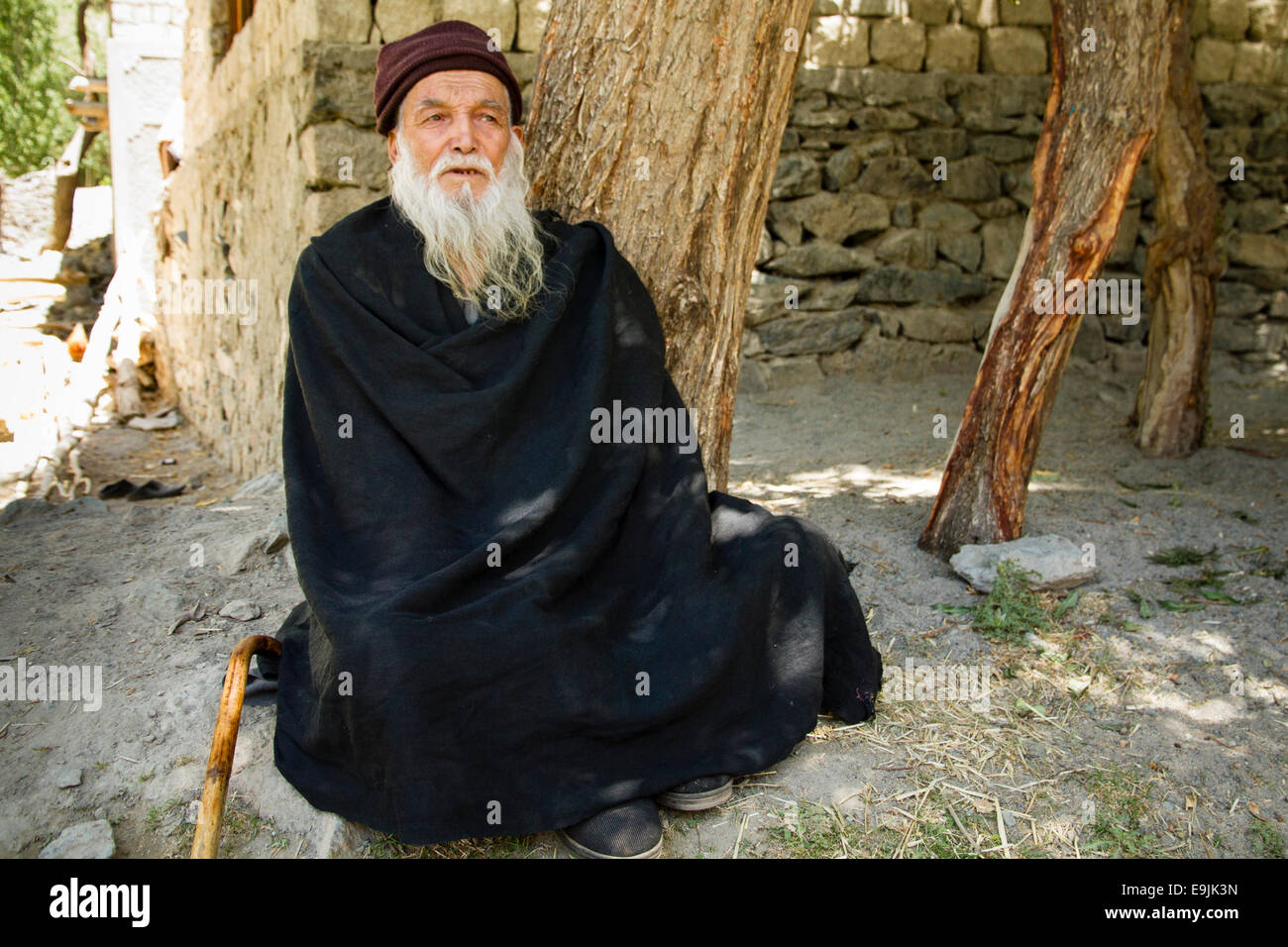 Il vecchio uomo, Balti persone, Nubra Valley, vicino a Turtuk, Ladakh, Jammu e Kashmir India Foto Stock