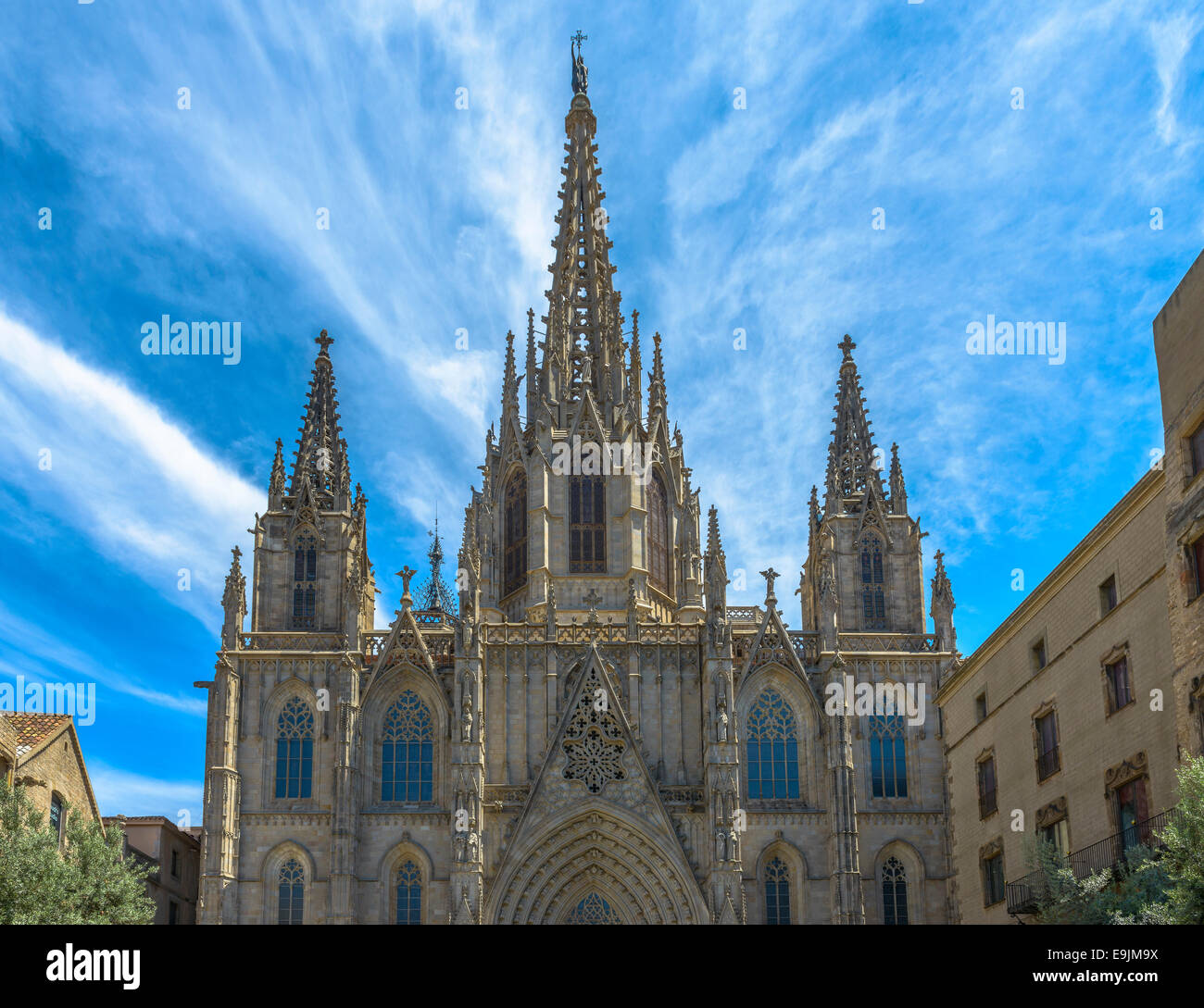 La Cattedrale di Santa Croce e di Santa Eulalia a Barcellona, in Catalogna, Spagna Foto Stock