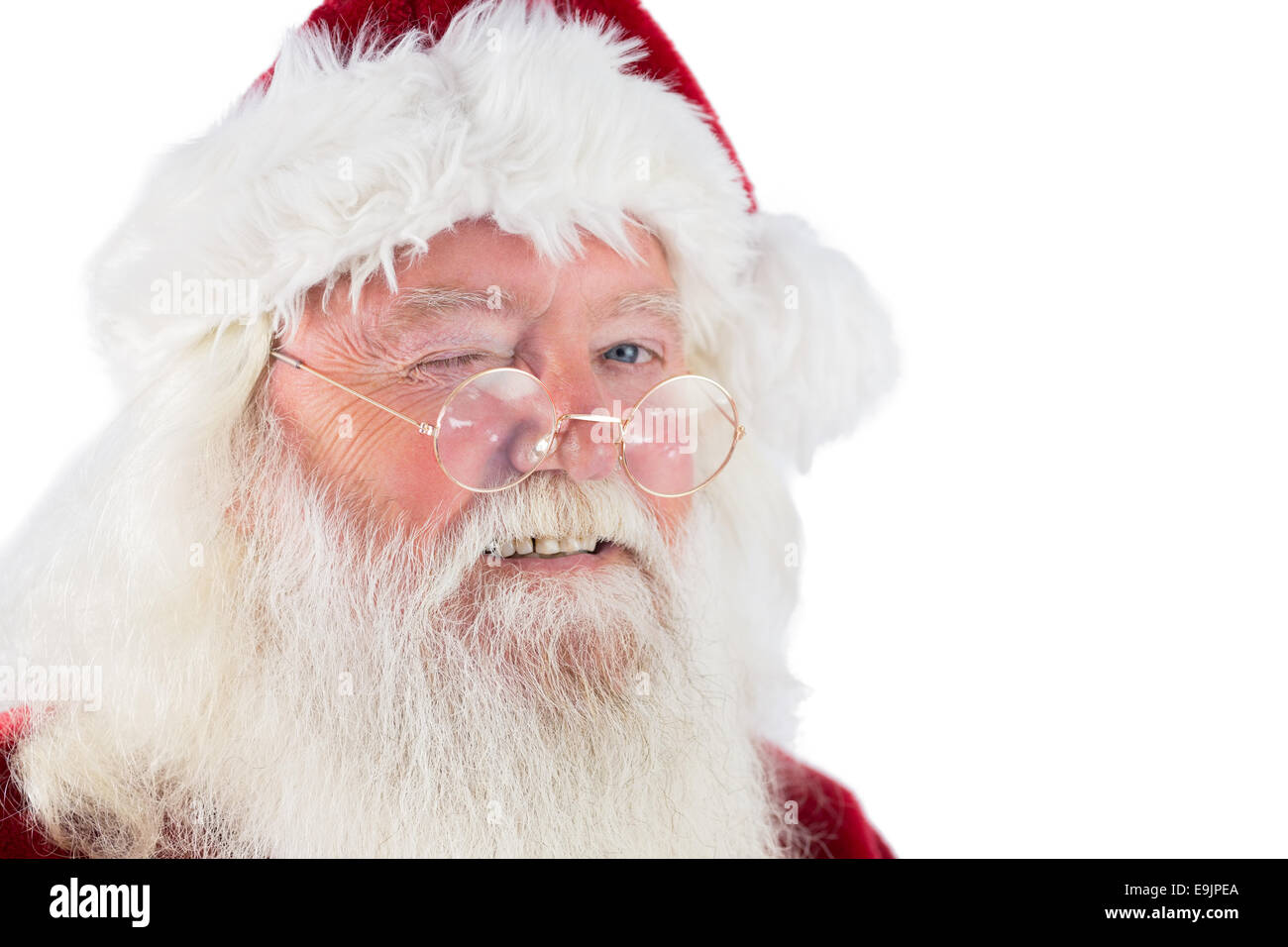 Santa winks nella fotocamera Foto Stock