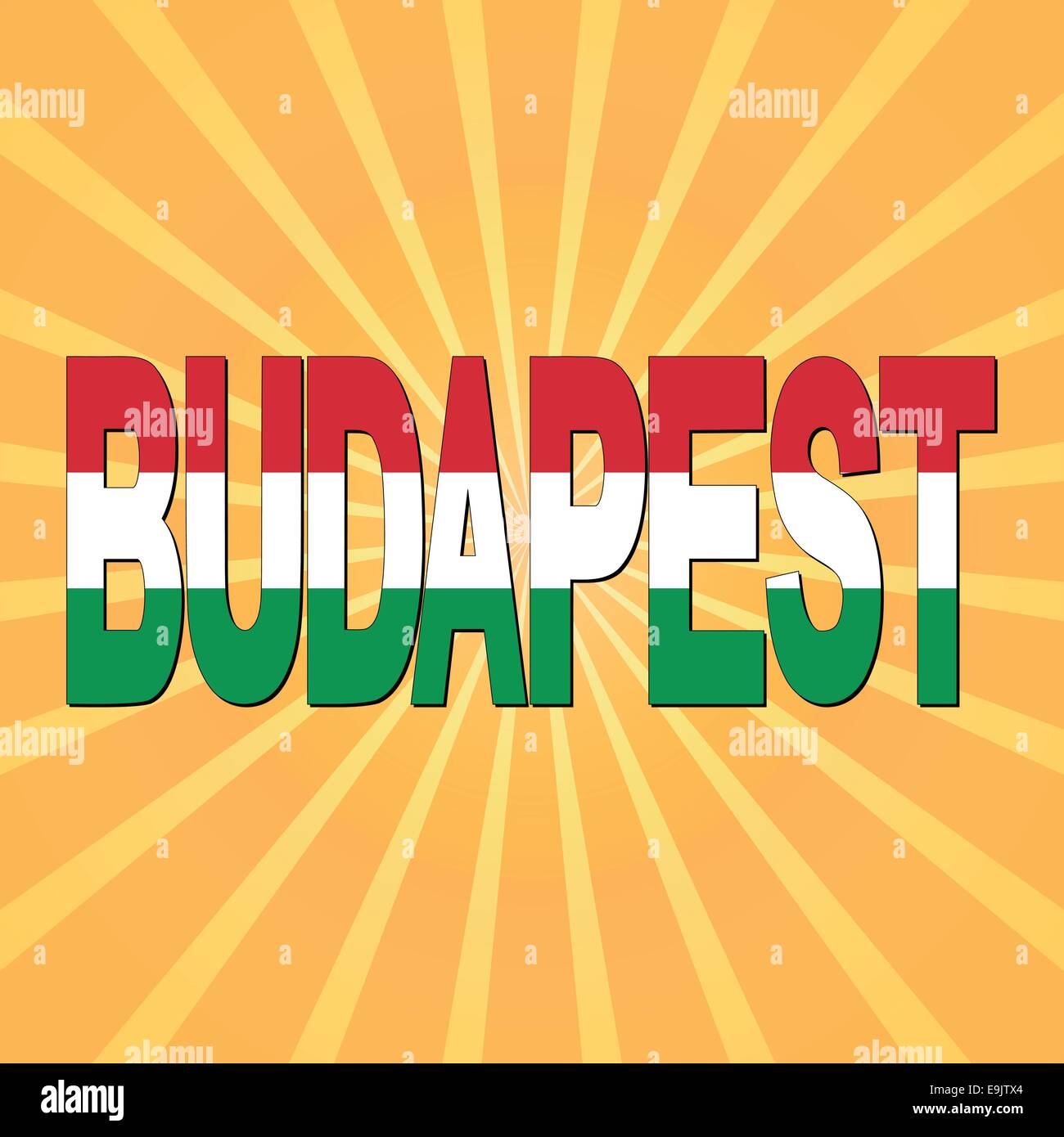 Bandiera di Budapest con testo sunburst illustrazione Illustrazione Vettoriale