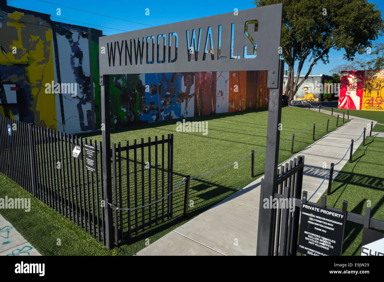 Ingresso segno pareti WYNWOOD STREET ART CENTER WYNWOOD Miami Florida USA Foto Stock