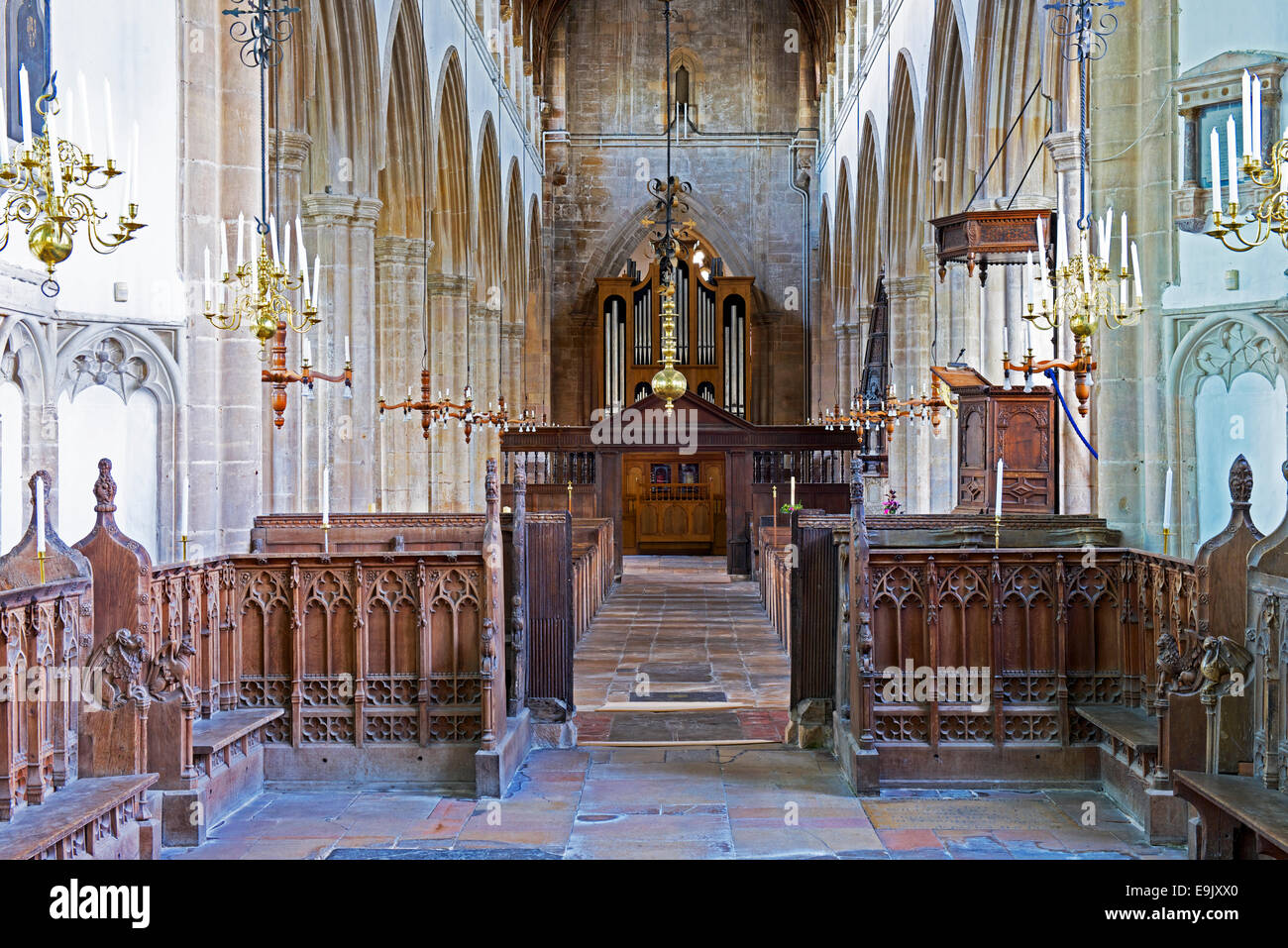 Interno della chiesa di San Pietro, Walpole St Peter, Norfolk, Inghilterra, Regno Unito Foto Stock