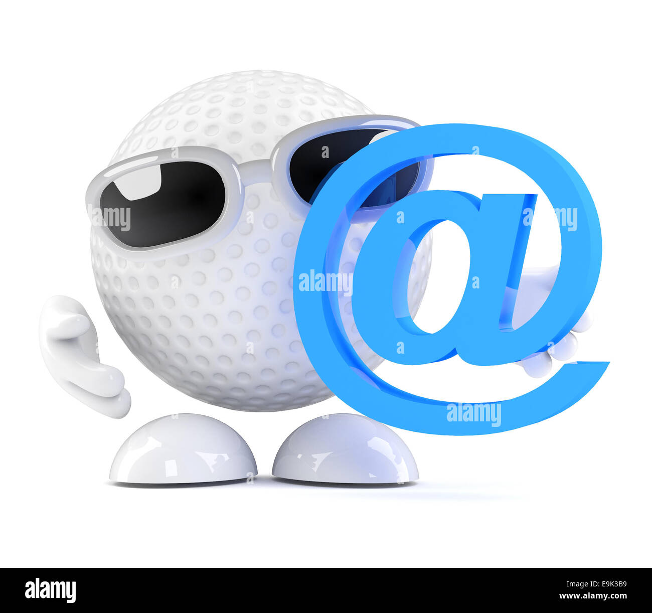 3D render di una pallina da golf con indirizzo di posta elettronica simbolo Foto Stock