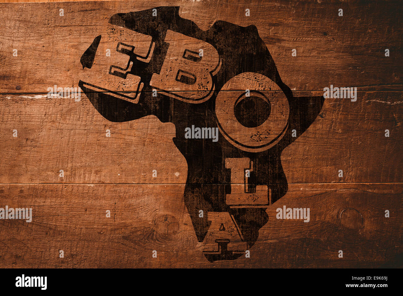 Immagine composita di nero il testo di ebola in africa contorno Foto Stock