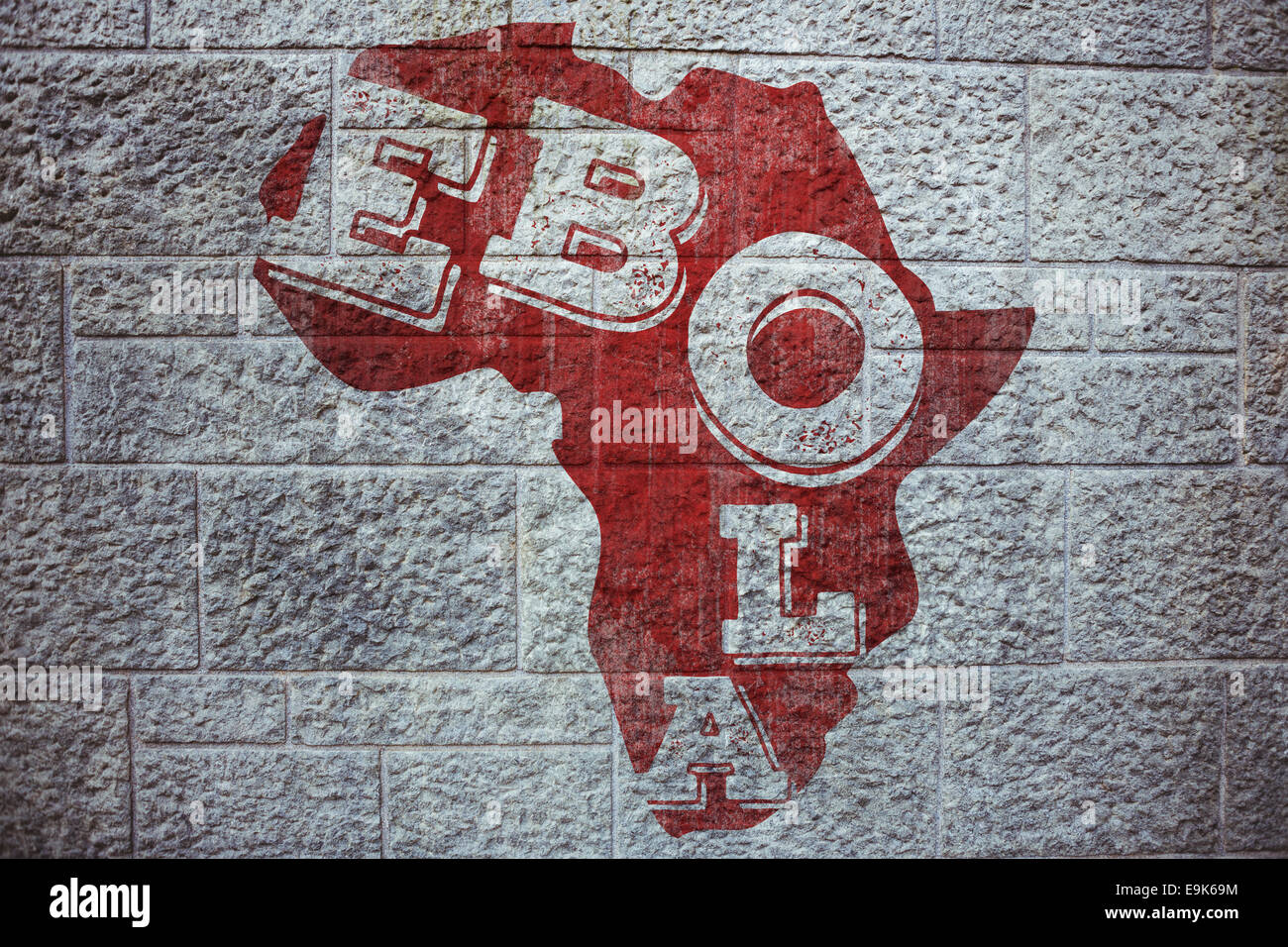 Immagine composita di rosso il virus ebola testo sul contorno in africa Foto Stock