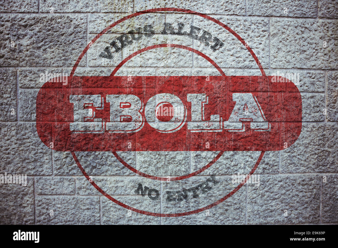 Immagine composita del virus ebola timbro di avviso Foto Stock