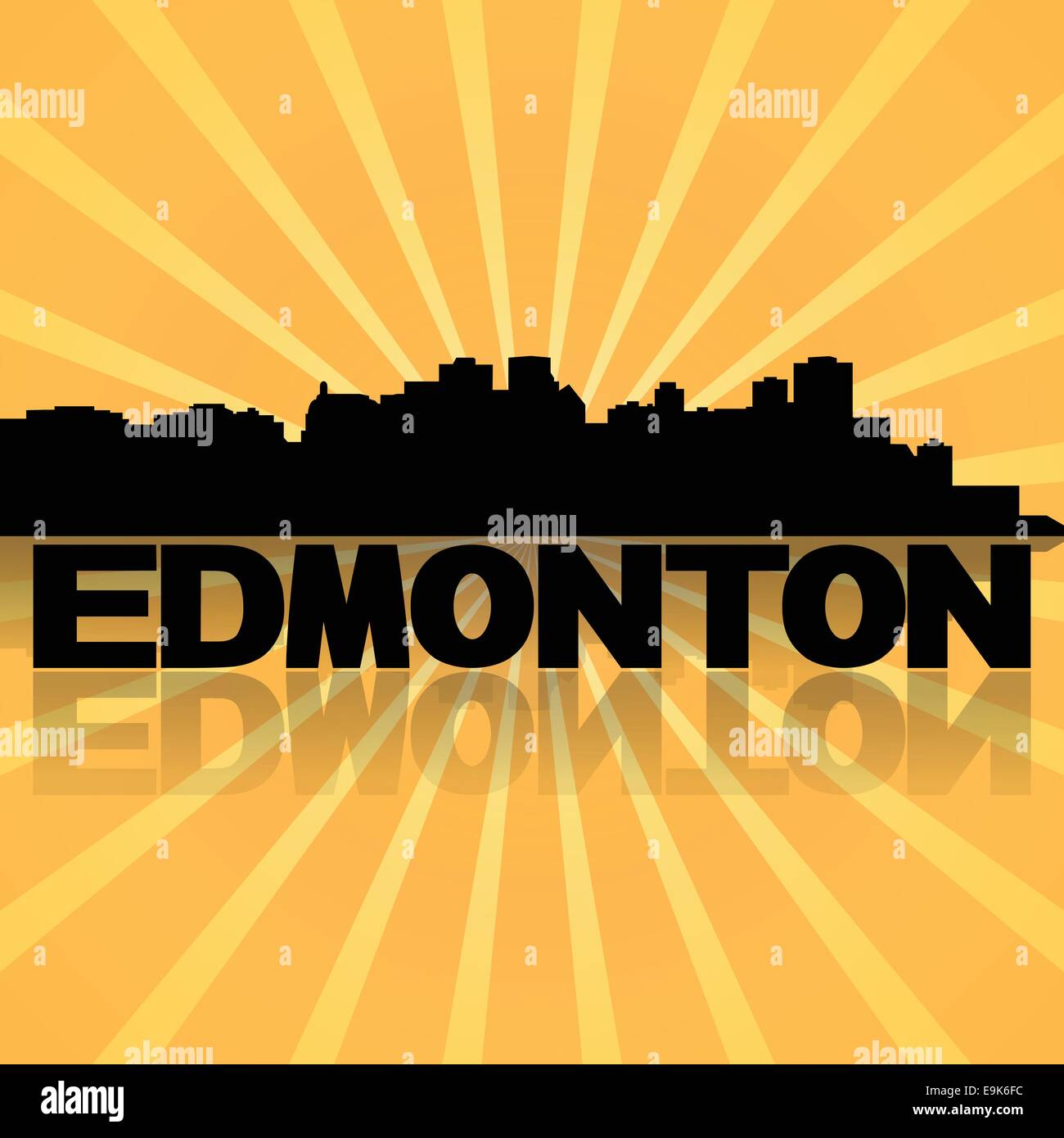 Edmonton skyline riflesso con sunburst illustrazione vettoriale Illustrazione Vettoriale