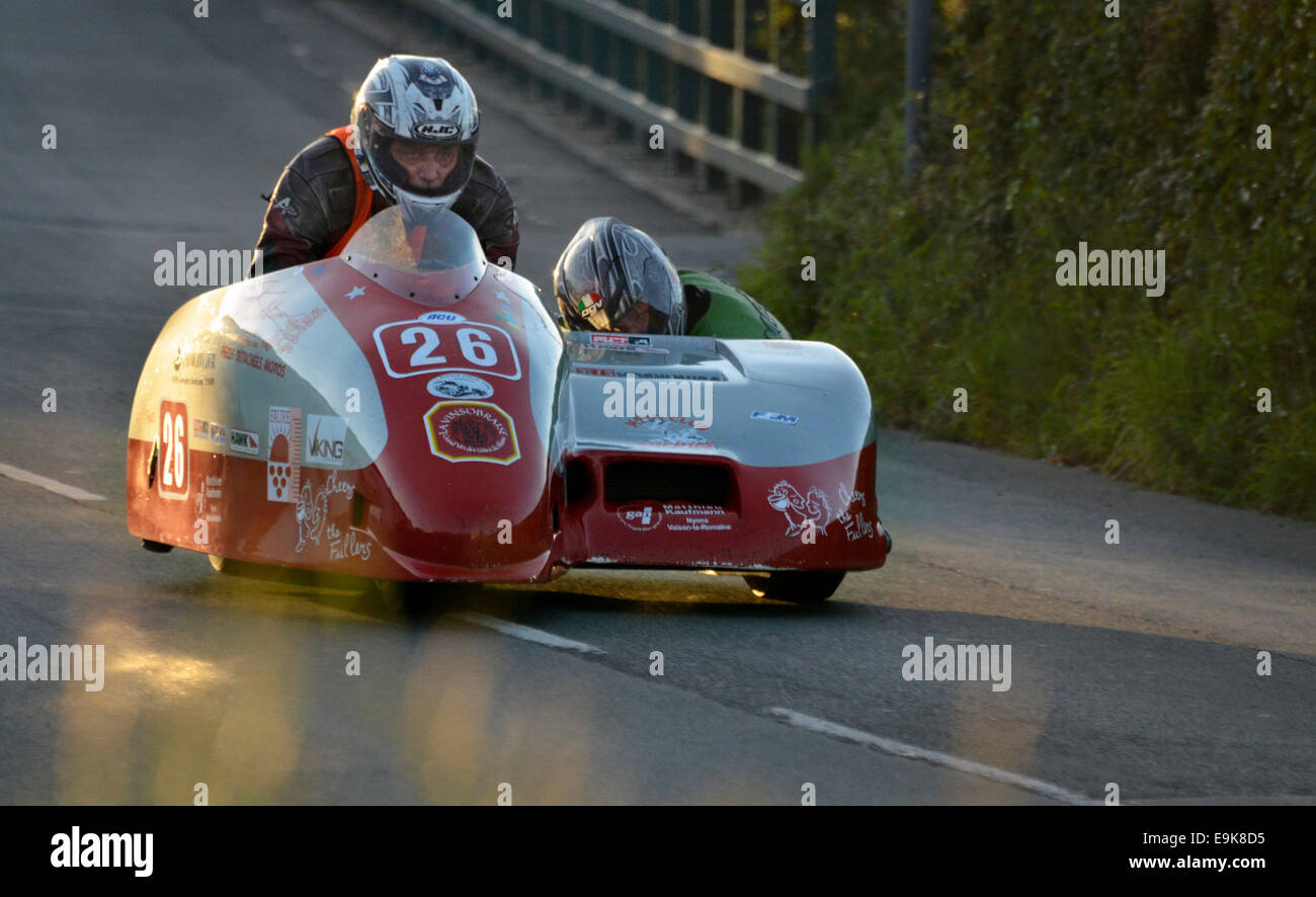 Side car racing Isle of Man tt Foto Stock