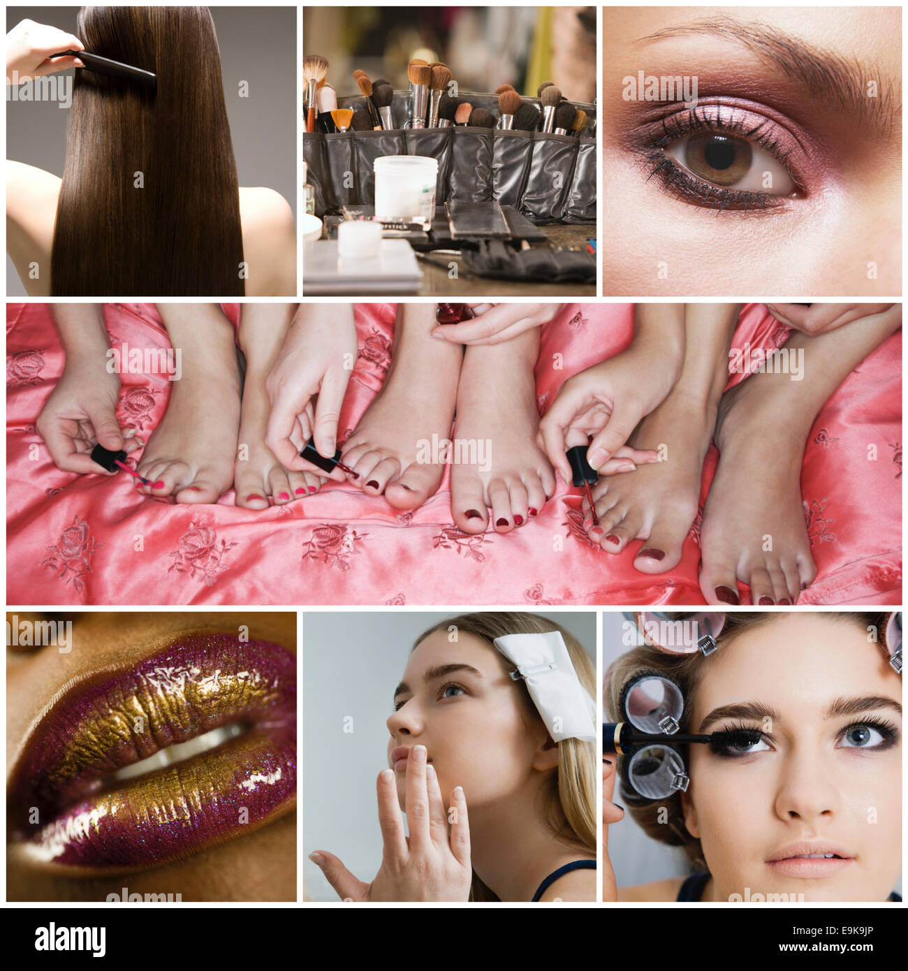 Collage di donne di applicare il make-up Foto Stock