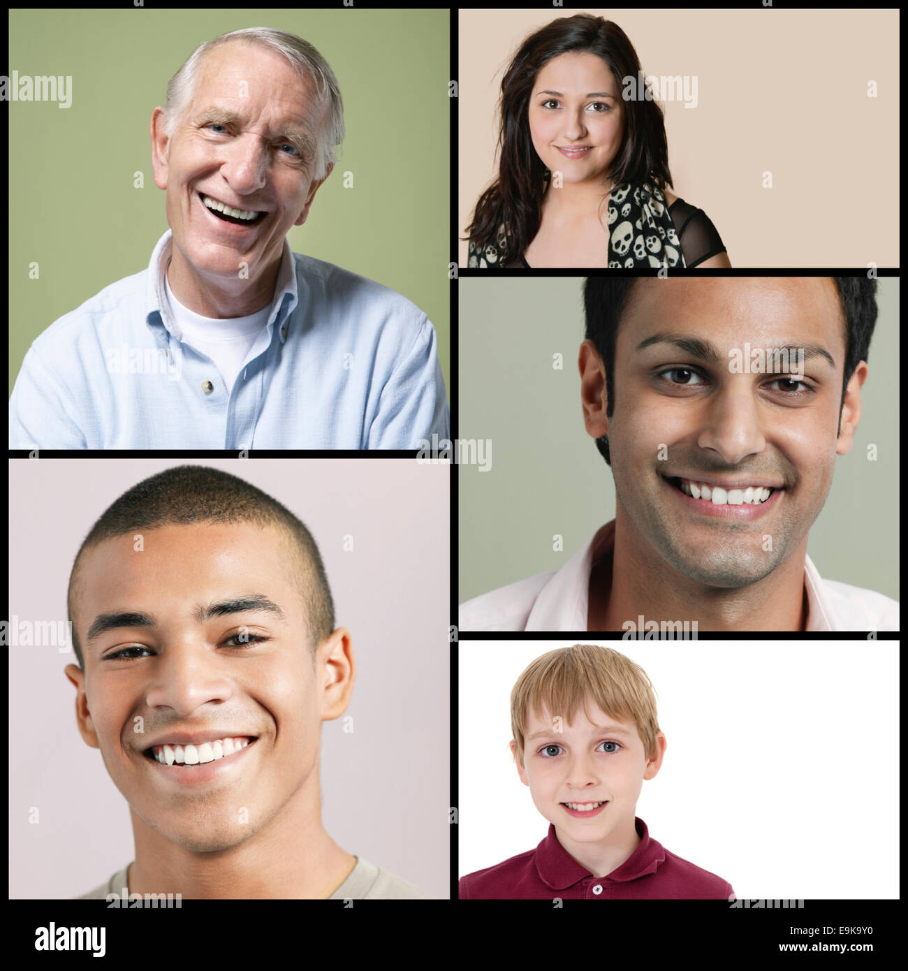 Collage di multi-etnico persone sorridenti Foto Stock