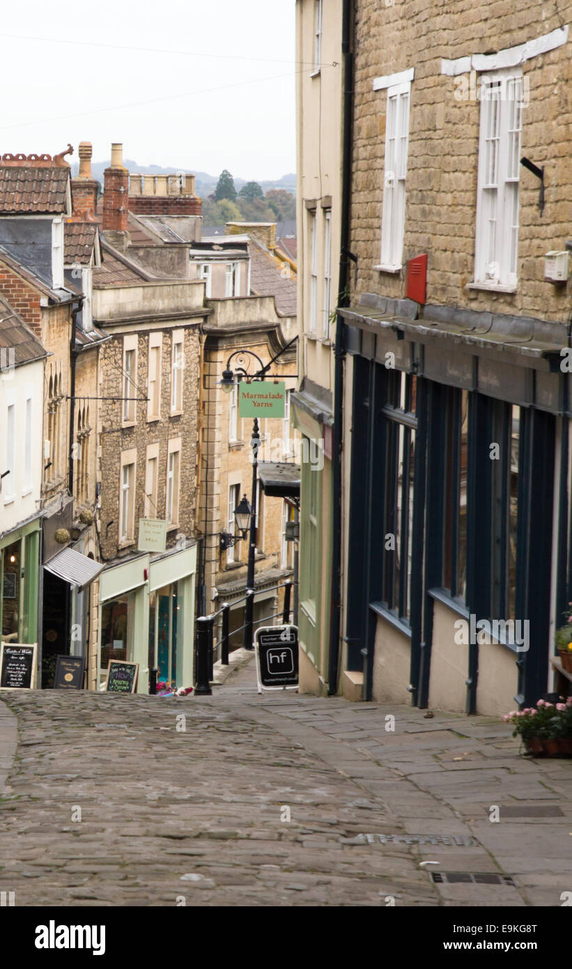 Frome una piccola città nel Somerset Inghilterra Catherine Hill Foto Stock