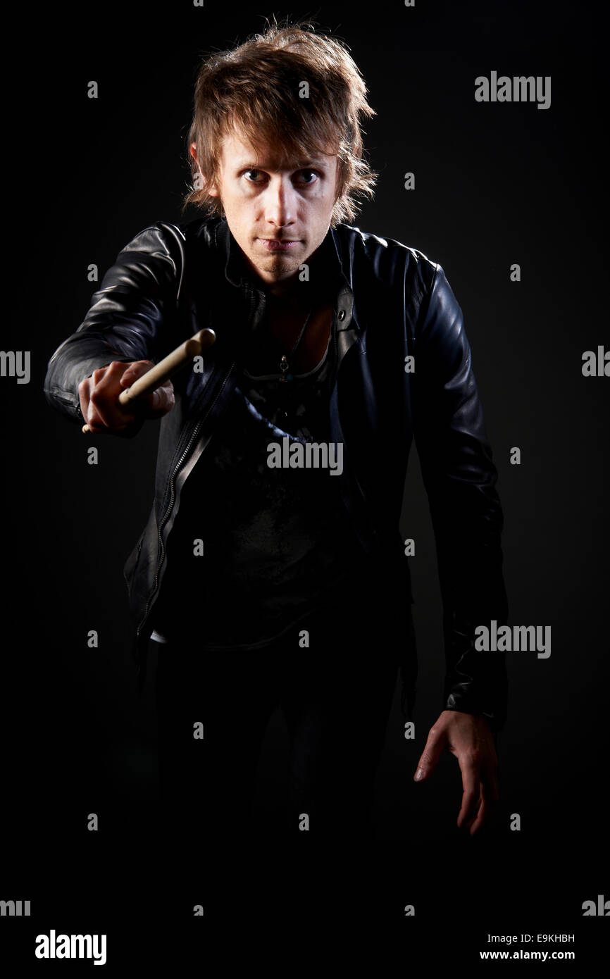 Il batterista, Dom Howard dei Muse Foto Stock