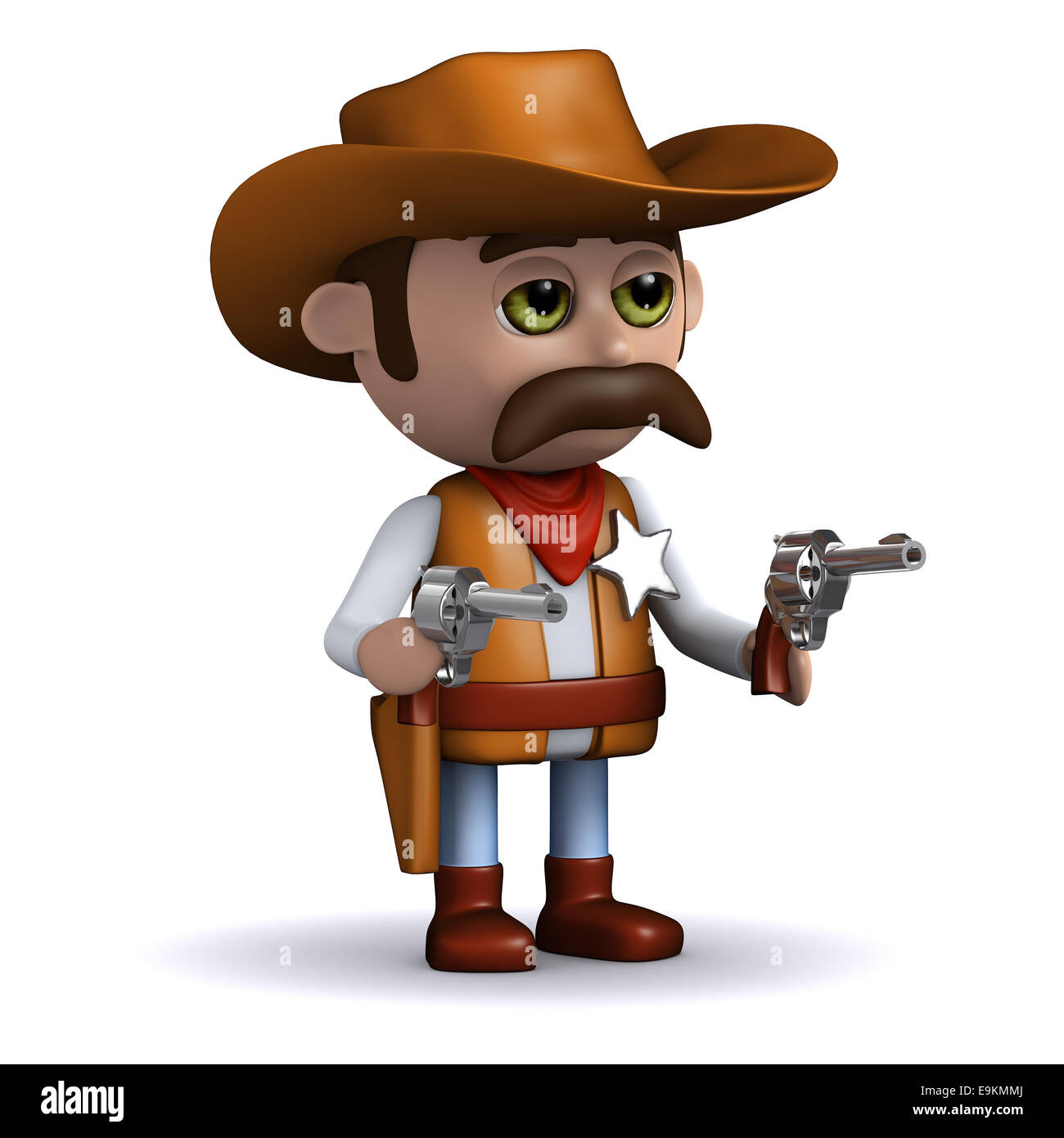 3D render di un cowboy disegno sia pistole Foto Stock