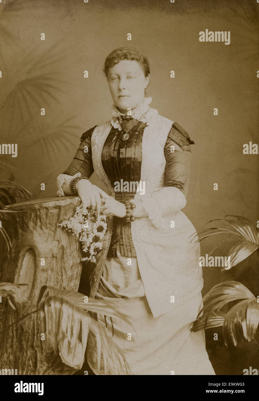 Armadio vittoriano Card studio ritratto di una giovane donna dalla W&D Downey studio fotografico, Londra e Newcastle, Regno Unito. ©1882 Foto Stock