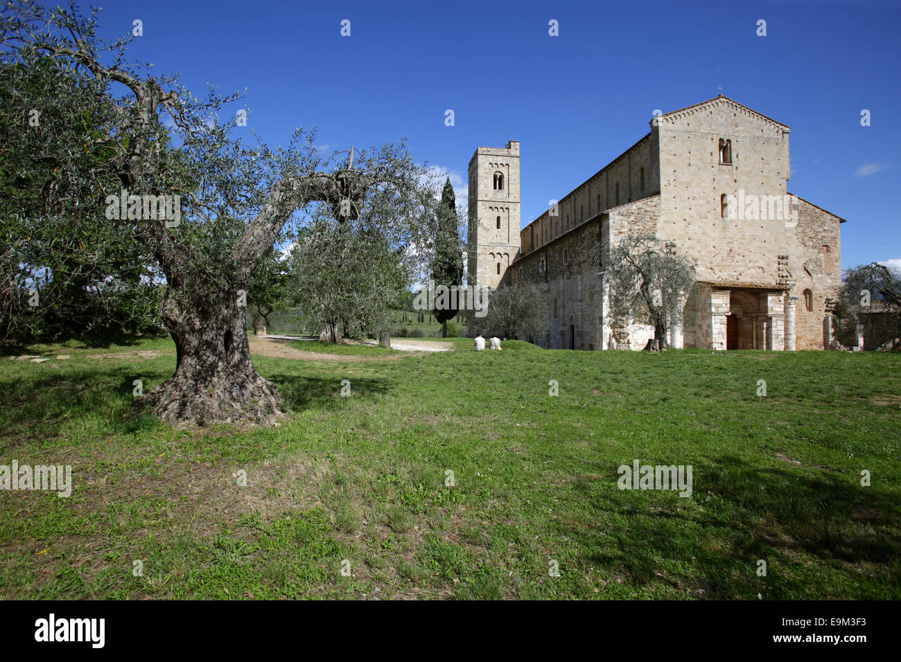 Abbazia di Sant'Antimo, il monastero benedettino nel comune di Montalcino, Toscana, Italia Foto Stock