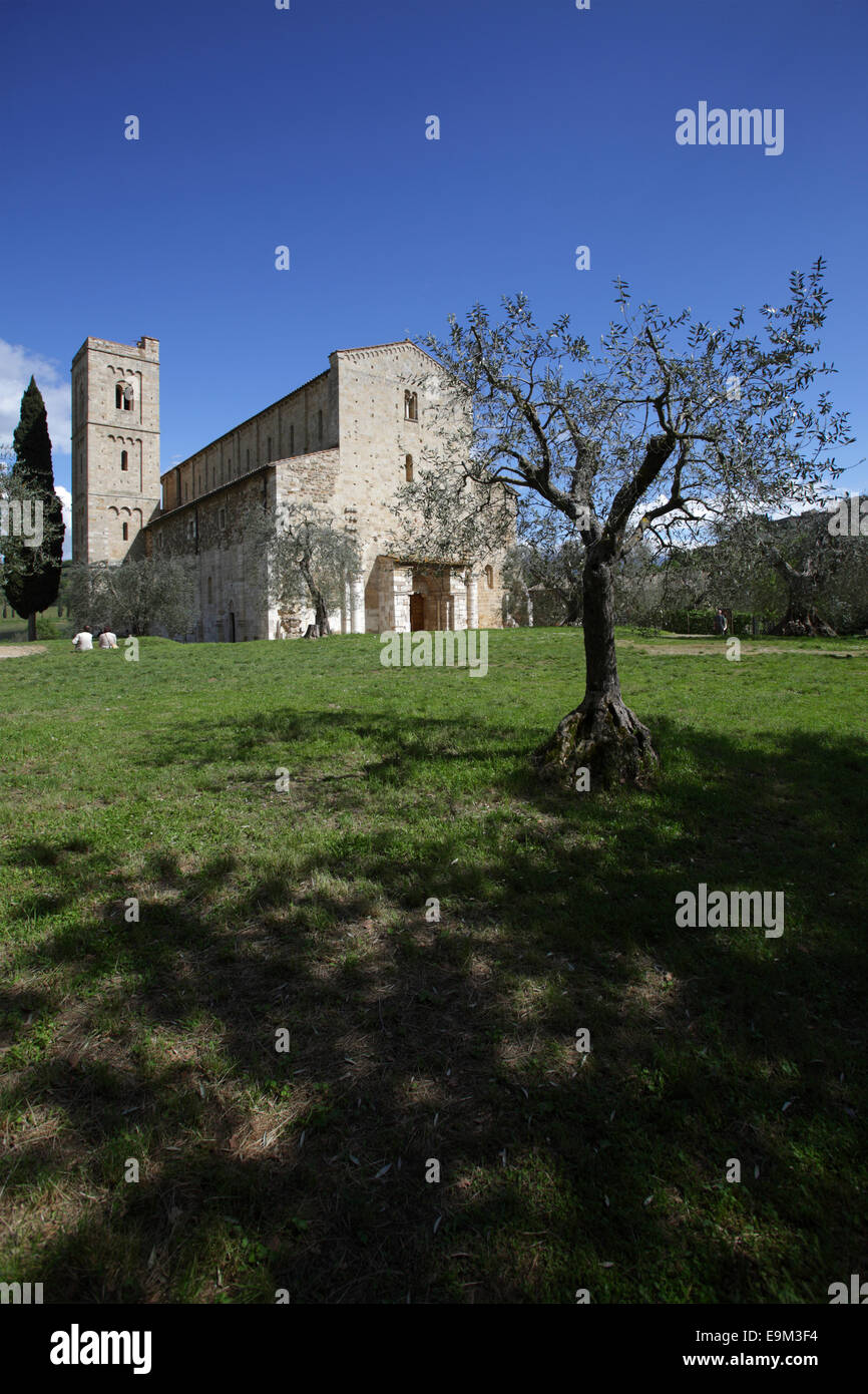 Abbazia di Sant'Antimo, il monastero benedettino nel comune di Montalcino, Toscana, Italia Foto Stock
