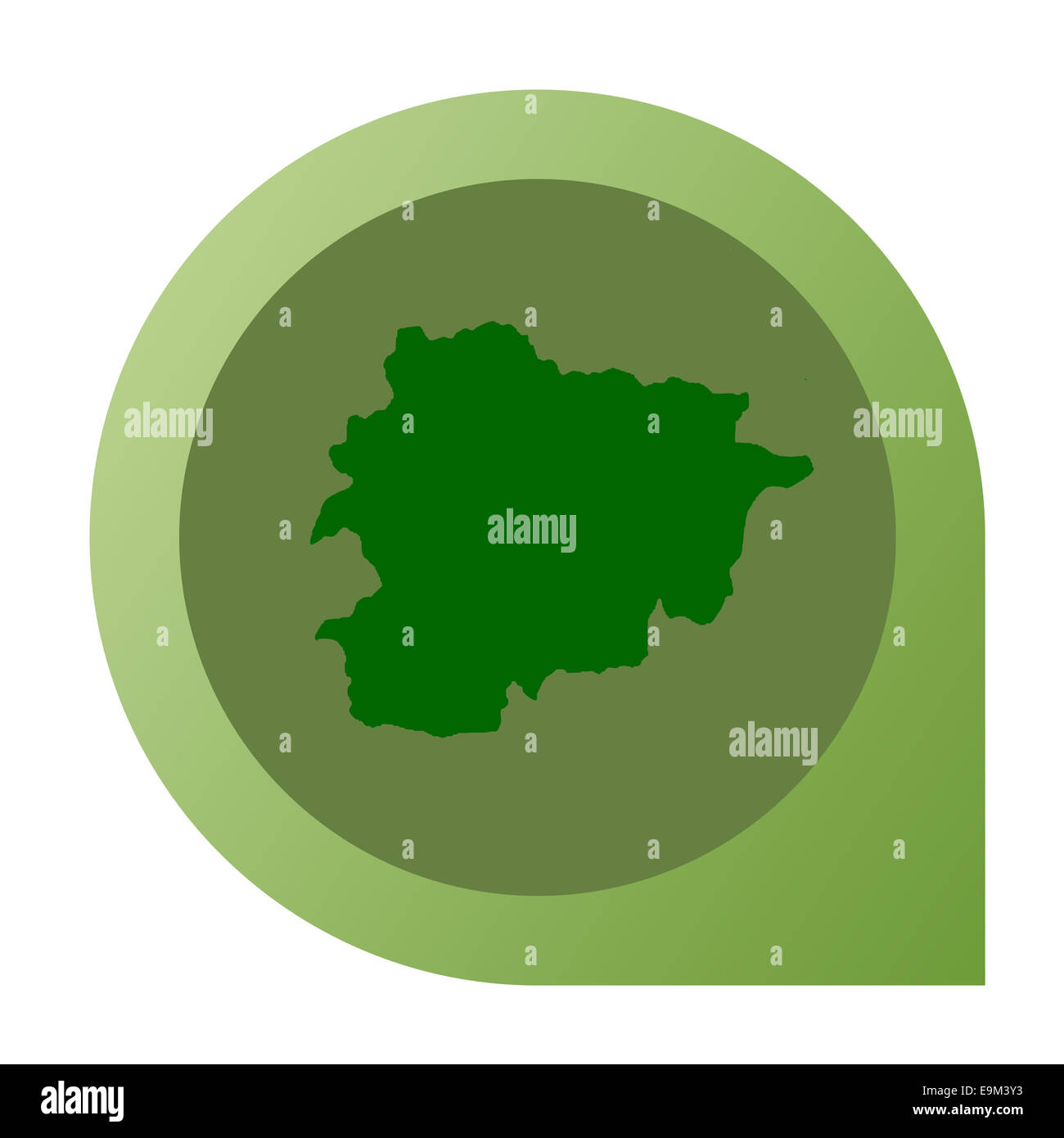 Isolato Andorra Mappa pin contrassegno in flat web design di stile. Foto Stock