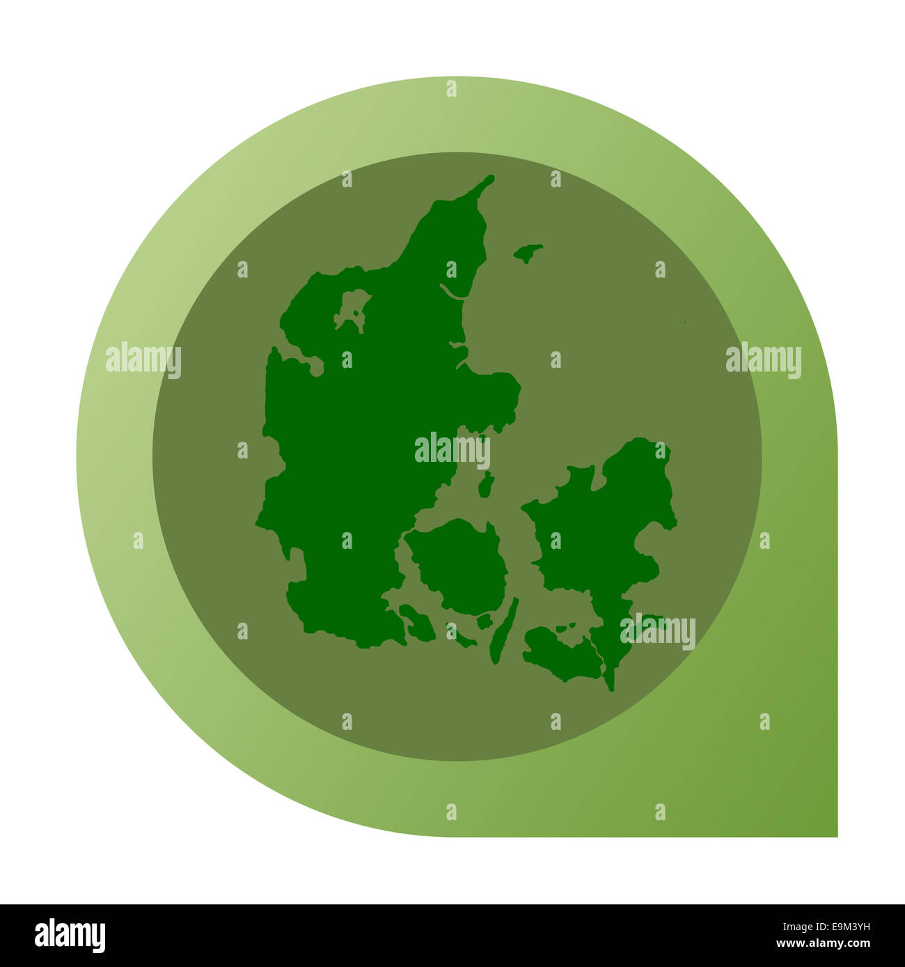 Isolato in Danimarca mappa pin contrassegno in flat web design di stile. Foto Stock