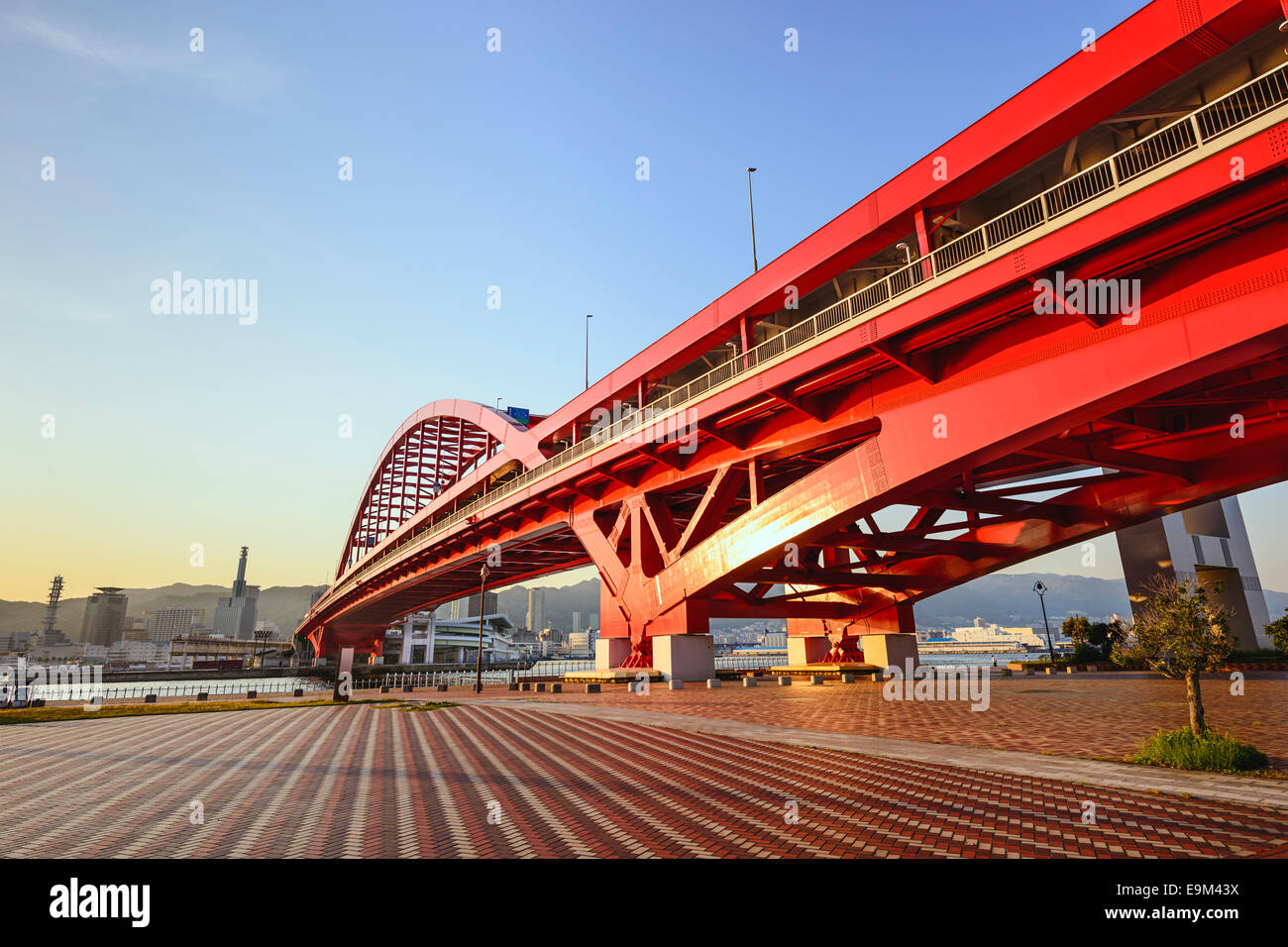 Port Island, Kobe, Giappone skyline. Foto Stock