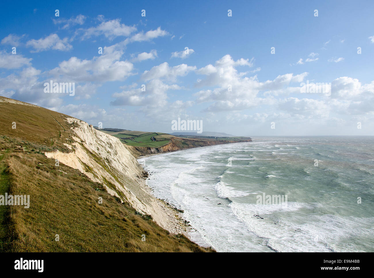 Costa sud dell'Isola di Wight, guardando ad est verso Atherfield punto, Foto Stock