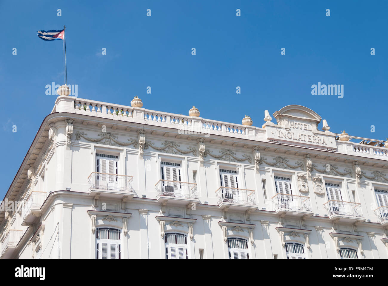 Dettaglio dell'architettura dell'Hotel Inglaterra un punto di riferimento vicino a Parque Central sul Prado in Havana Cuba Foto Stock