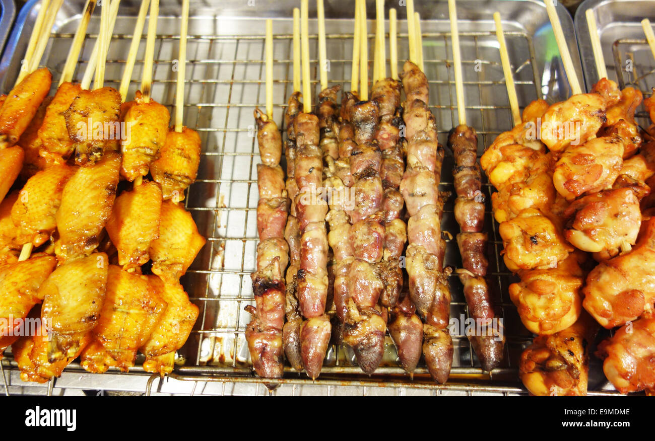 Pollo alla griglia, thai street food Foto Stock