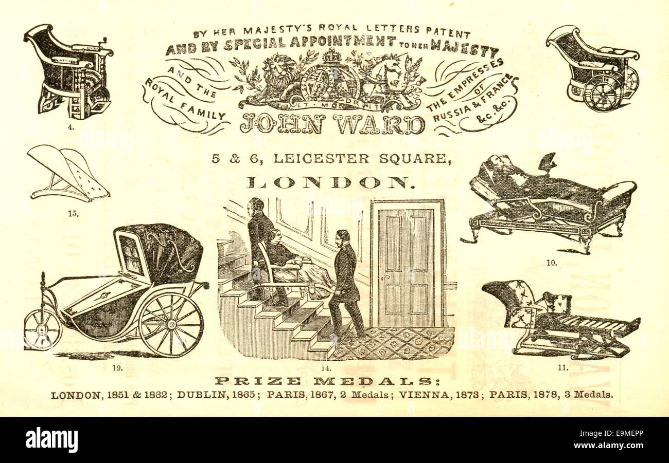 Pubblicità per trasporto non valido circa 1875 Foto Stock