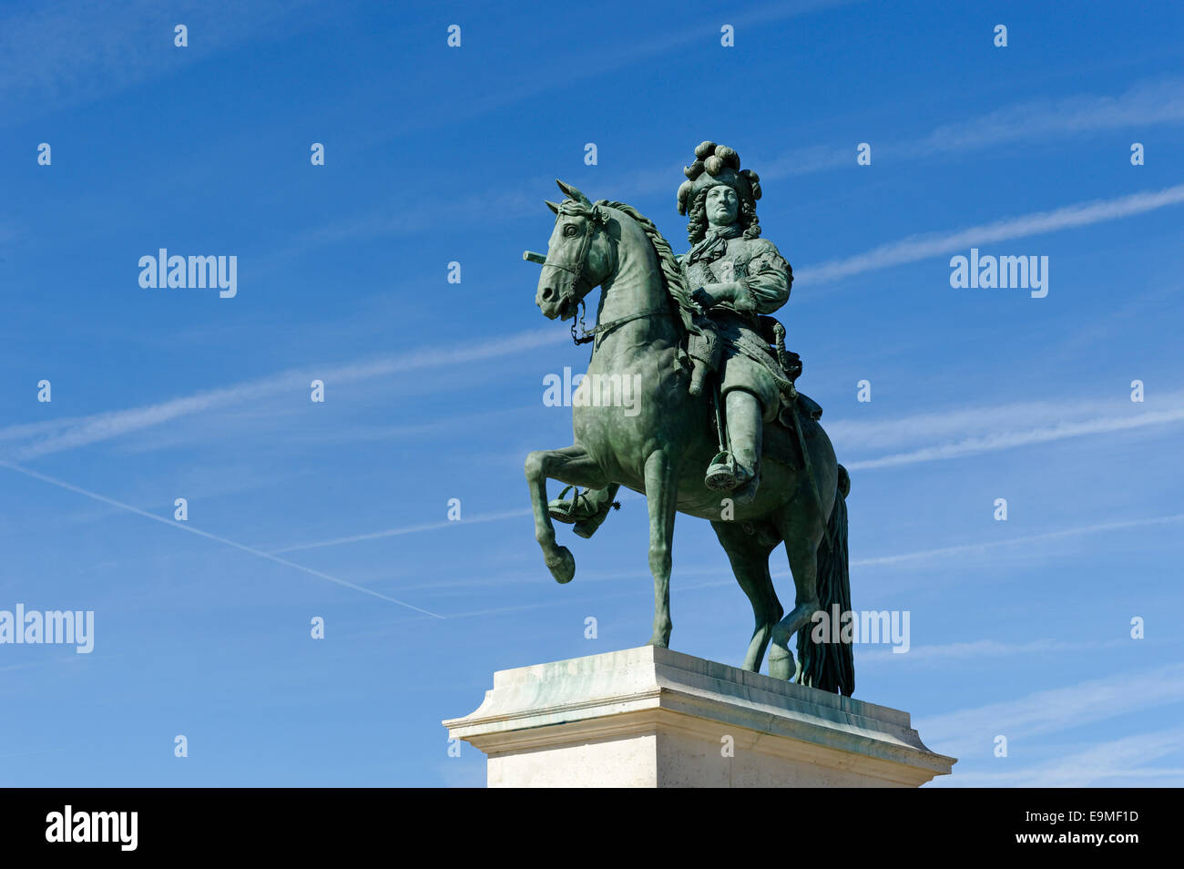 Statua equestre di Luigi XIV Re di Francia e Navarra, il Re Sole, il Palazzo di Versailles, Patrimonio Mondiale dell UNESCO Foto Stock