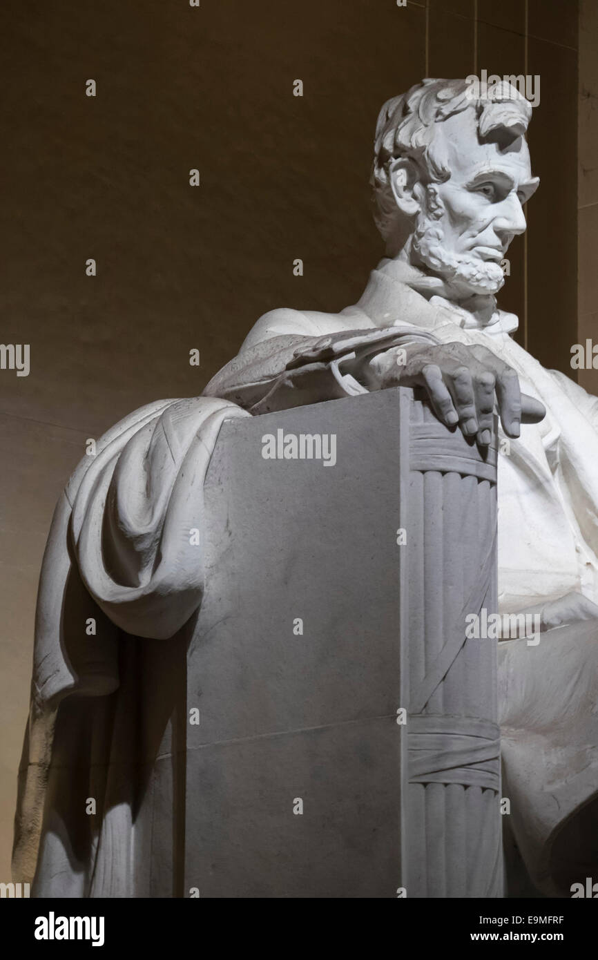 Stati Uniti, Washington DC, il Lincoln Memorial, Statua di Abraham Lincoln Foto Stock