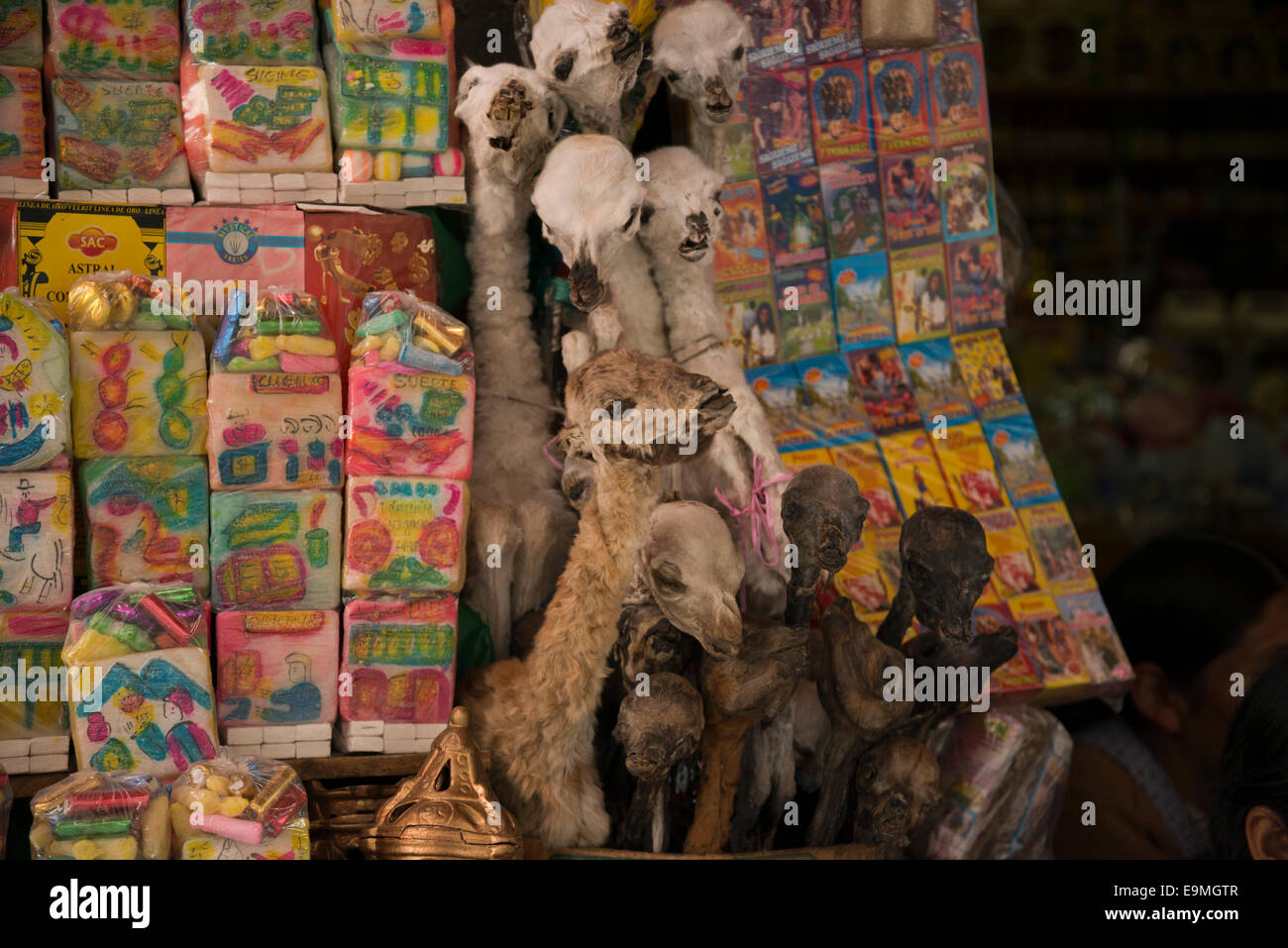 Pressione di stallo in streghe area di mercato di La Paz in Bolivia Foto Stock