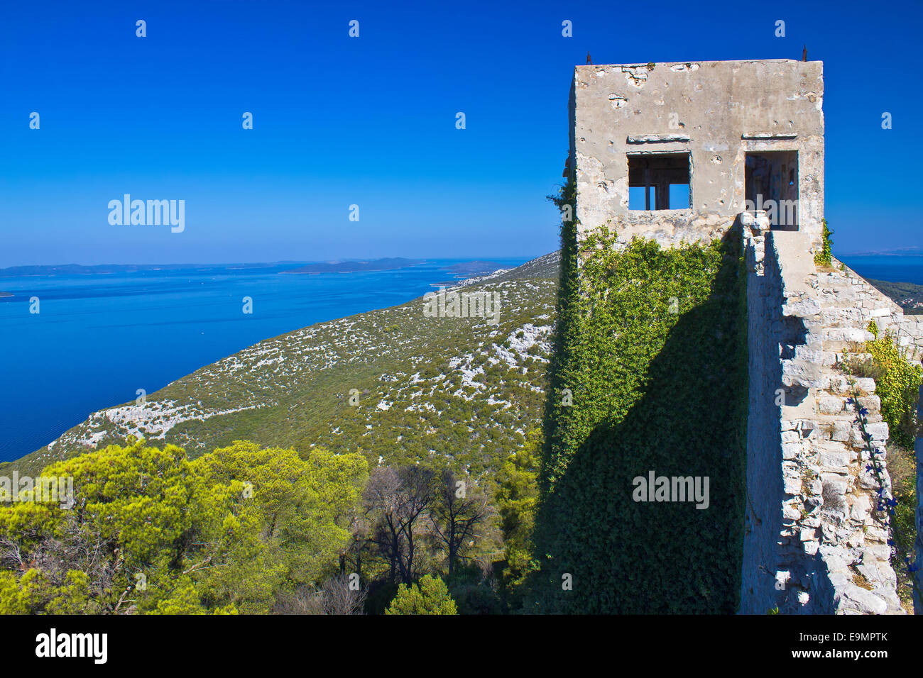 San Michele Fort sulla sommità dell isola di Ugljan Foto Stock