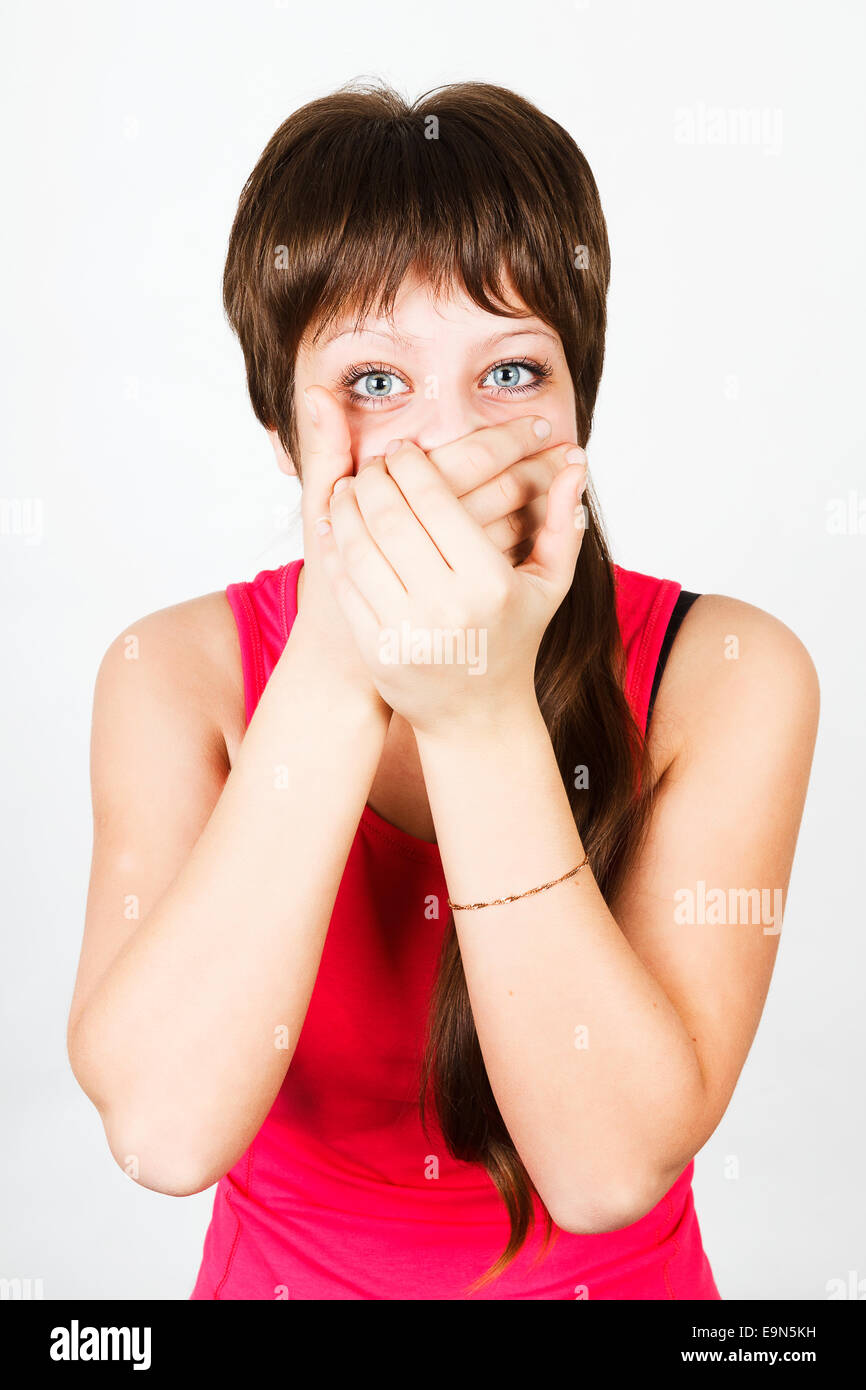 Ragazza giovane essendo imbavagliato Foto Stock