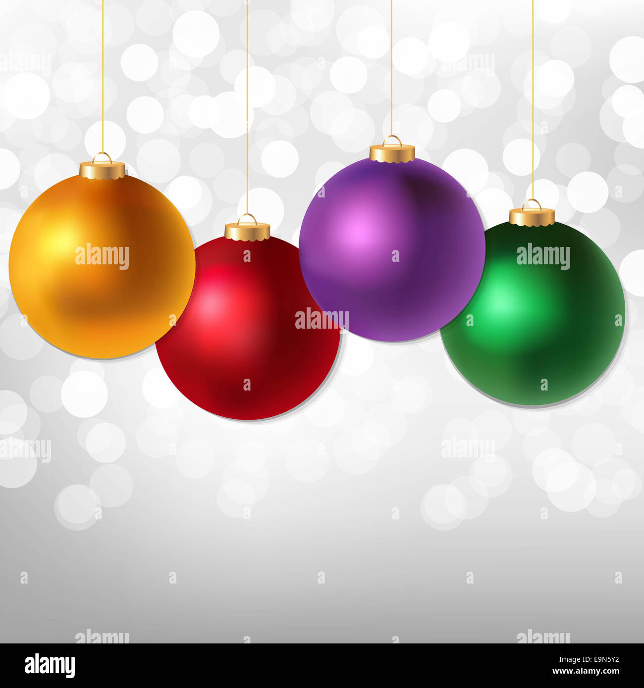 Le Palle di Natale e argento Bokeh di fondo Foto Stock